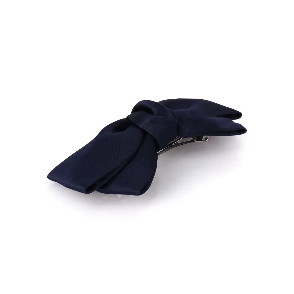 DOUBLE CLASSIC SATIN BOW BARRETTE