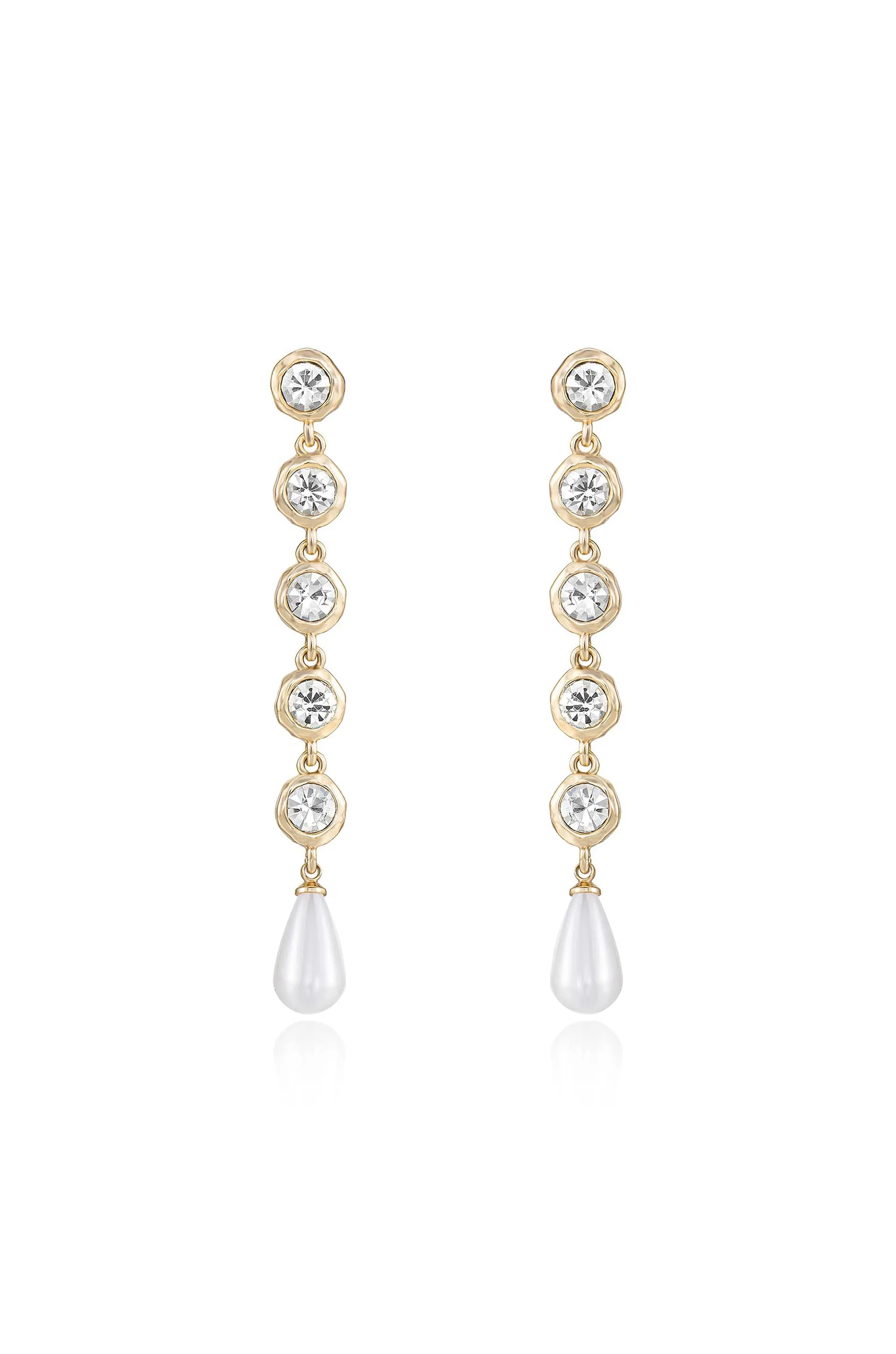 Elegantly Modern Crystal and Pearl Dangle Earrings