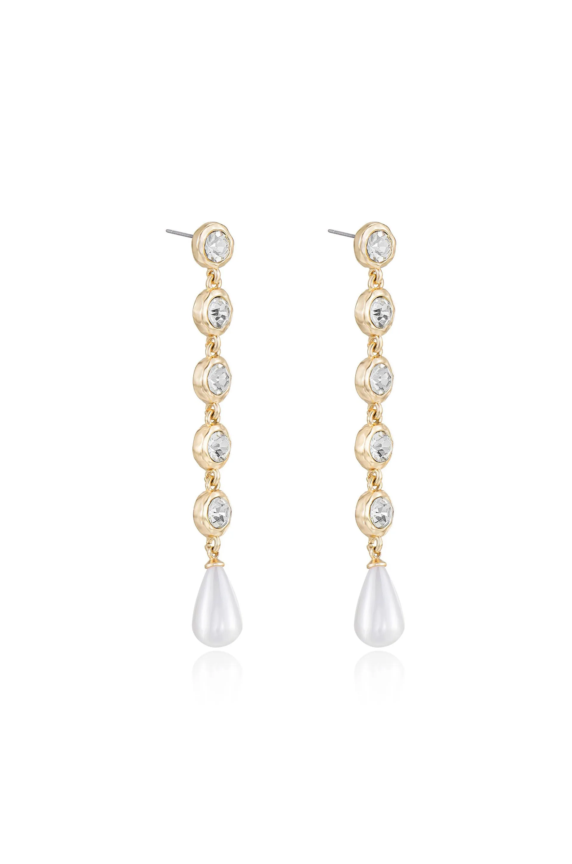 Elegantly Modern Crystal and Pearl Dangle Earrings