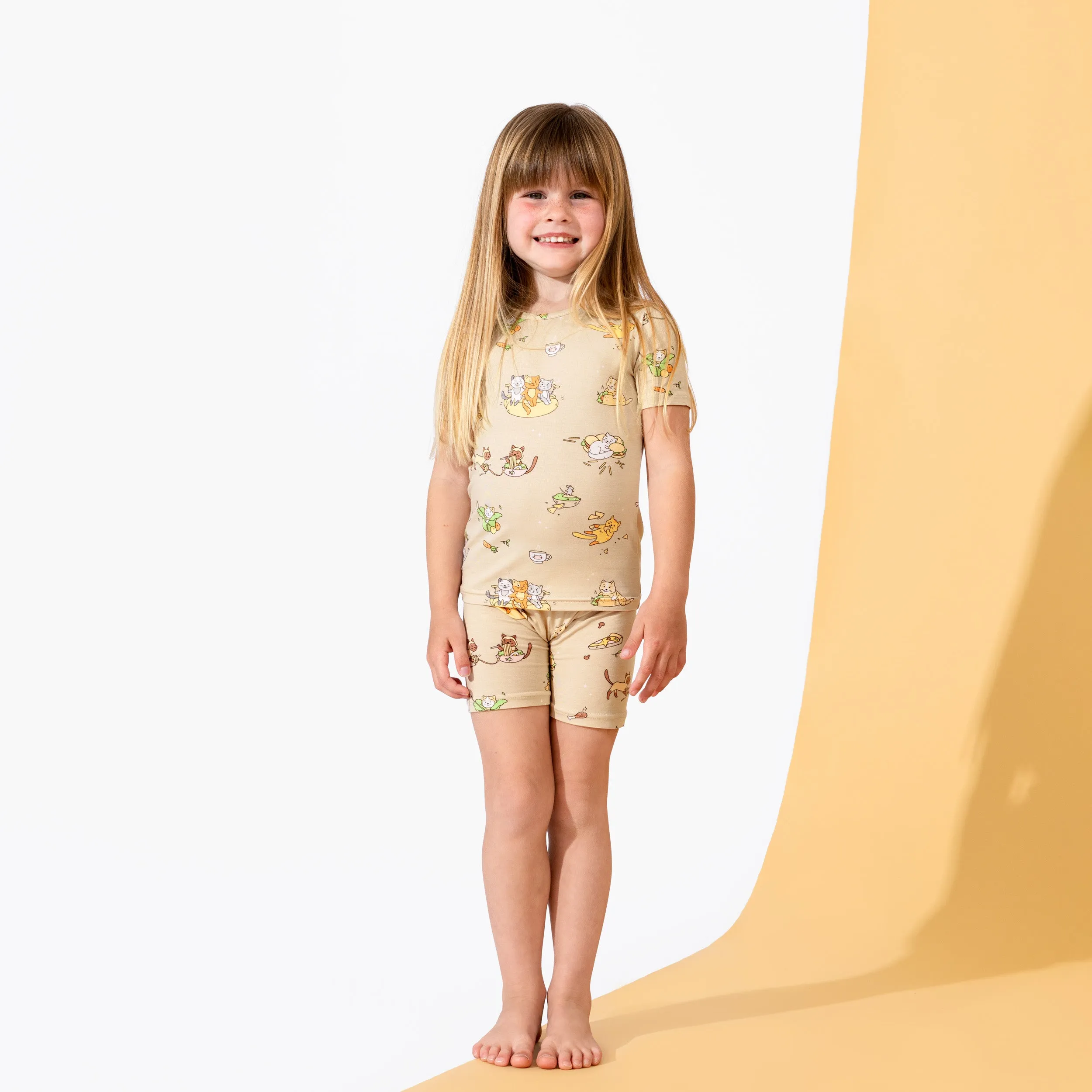 Foodie Cats Bamboo Kids Pajama Short Set