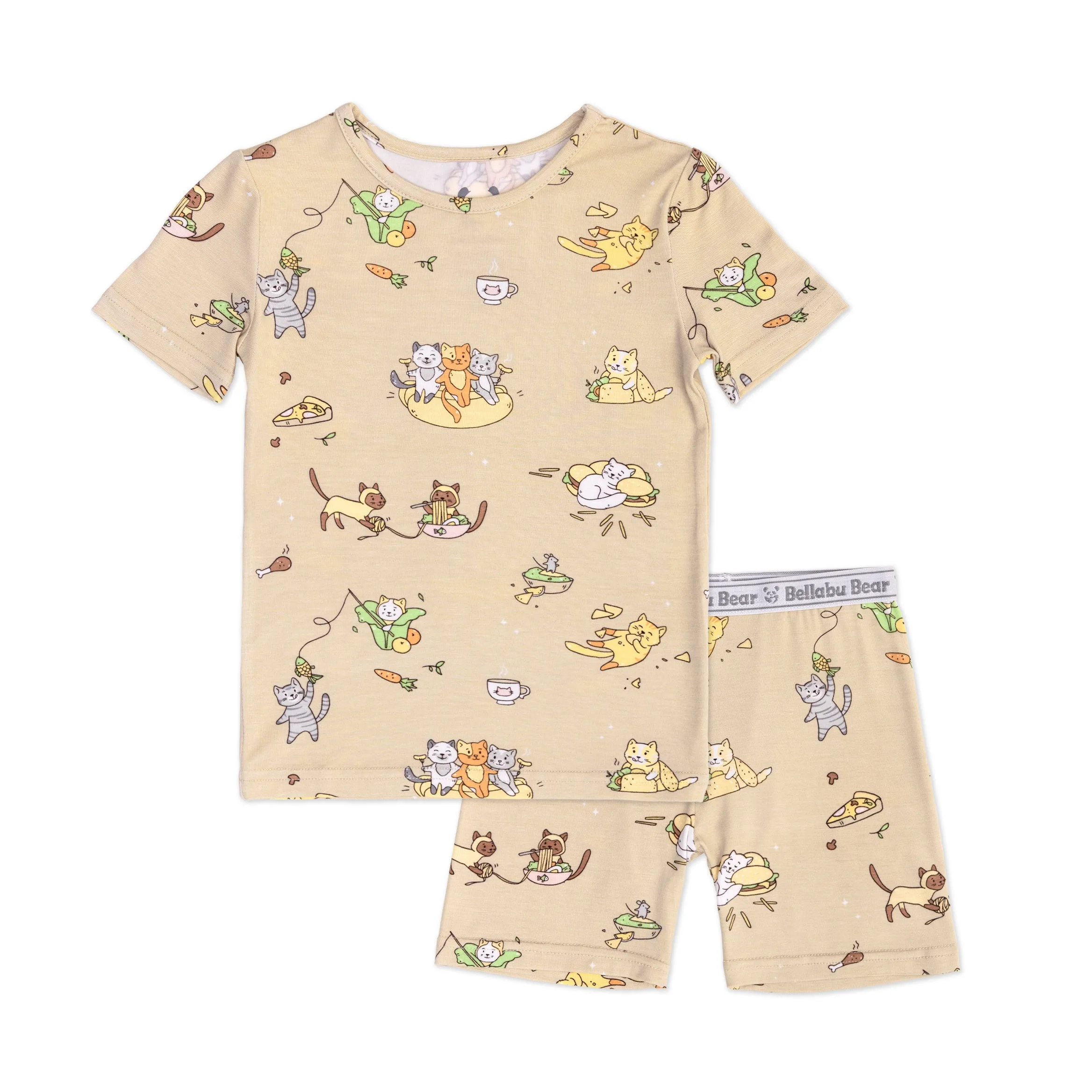 Foodie Cats Bamboo Kids Pajama Short Set