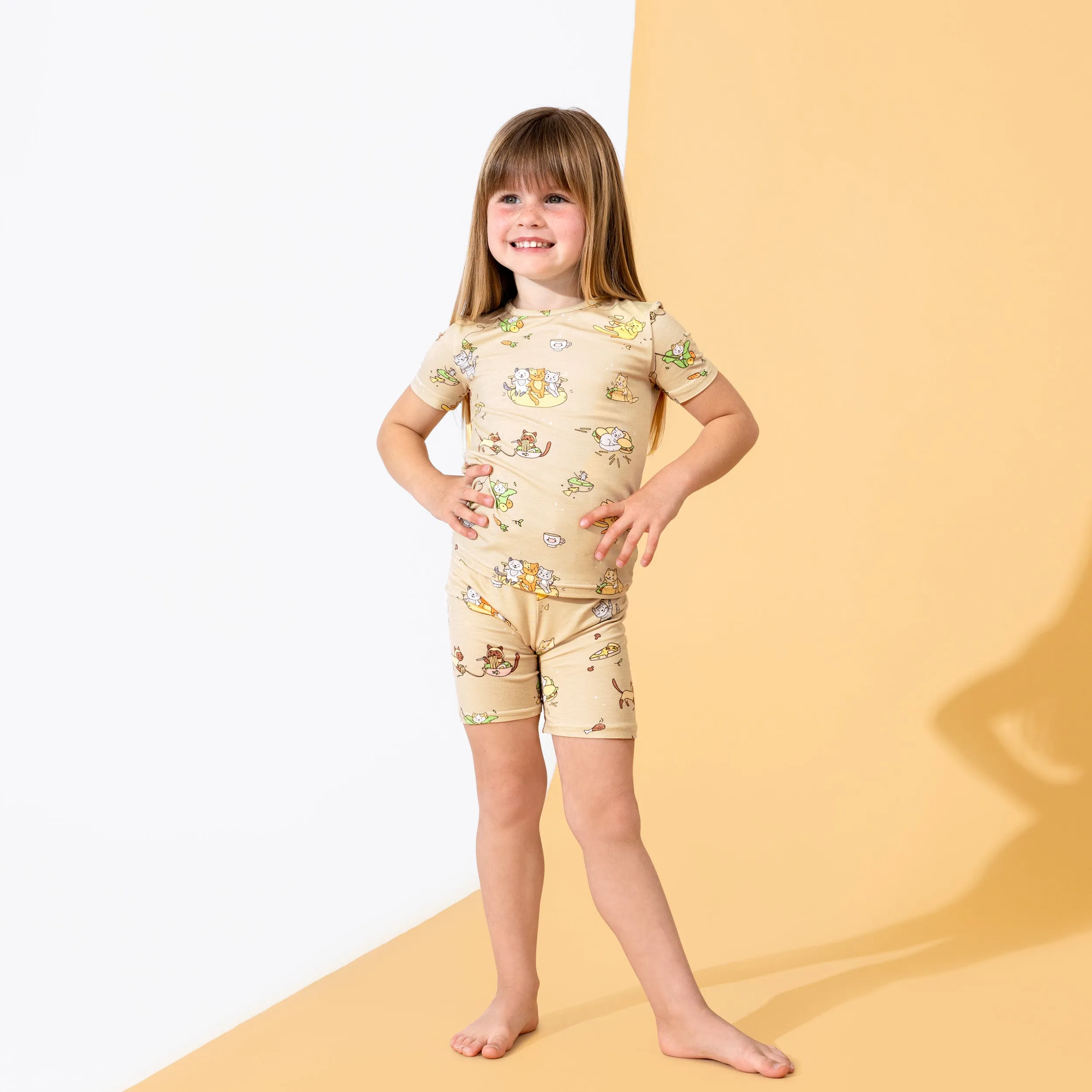 Foodie Cats Bamboo Kids Pajama Short Set