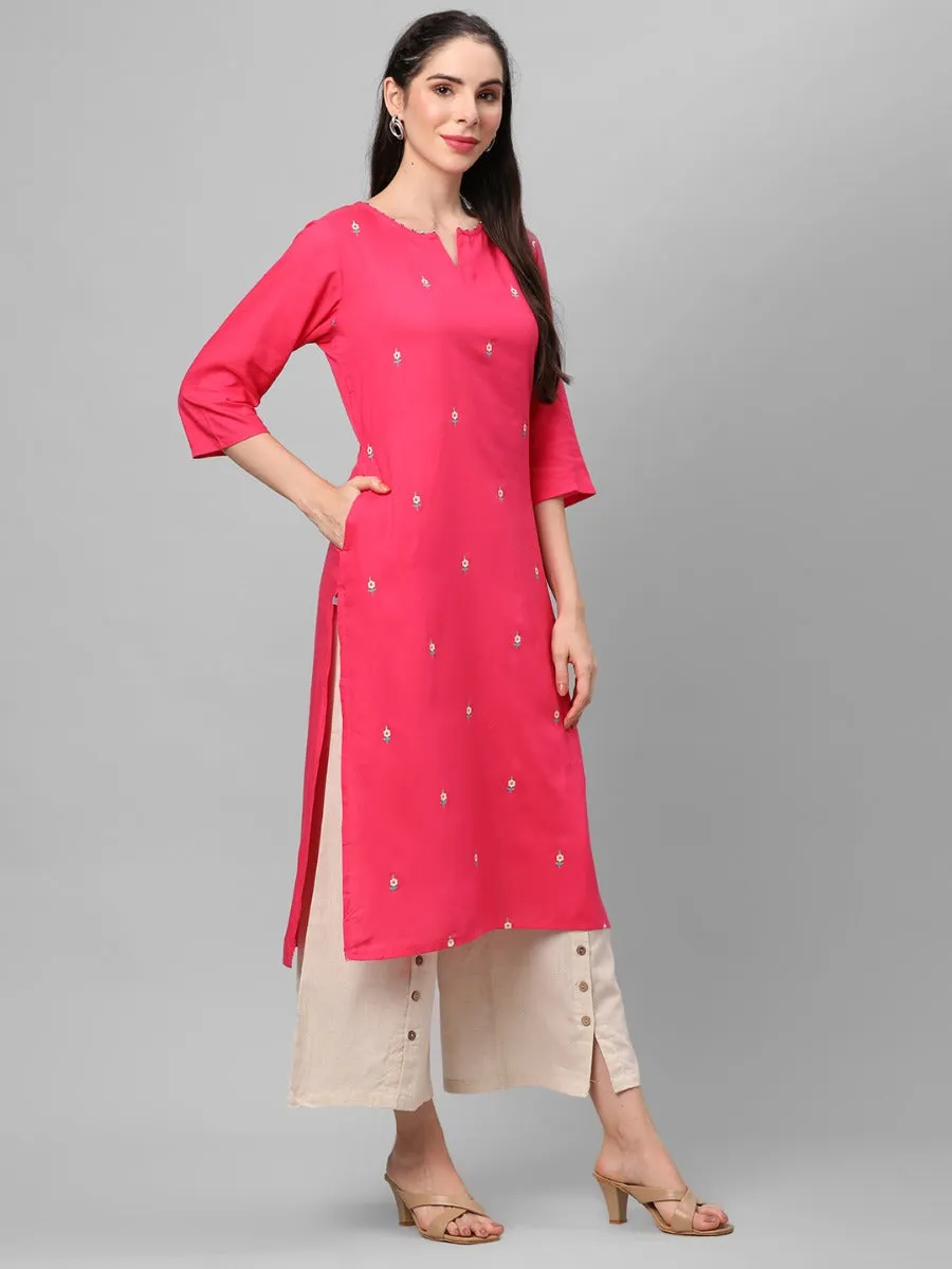 Fuchsia Floral Printed Kurta