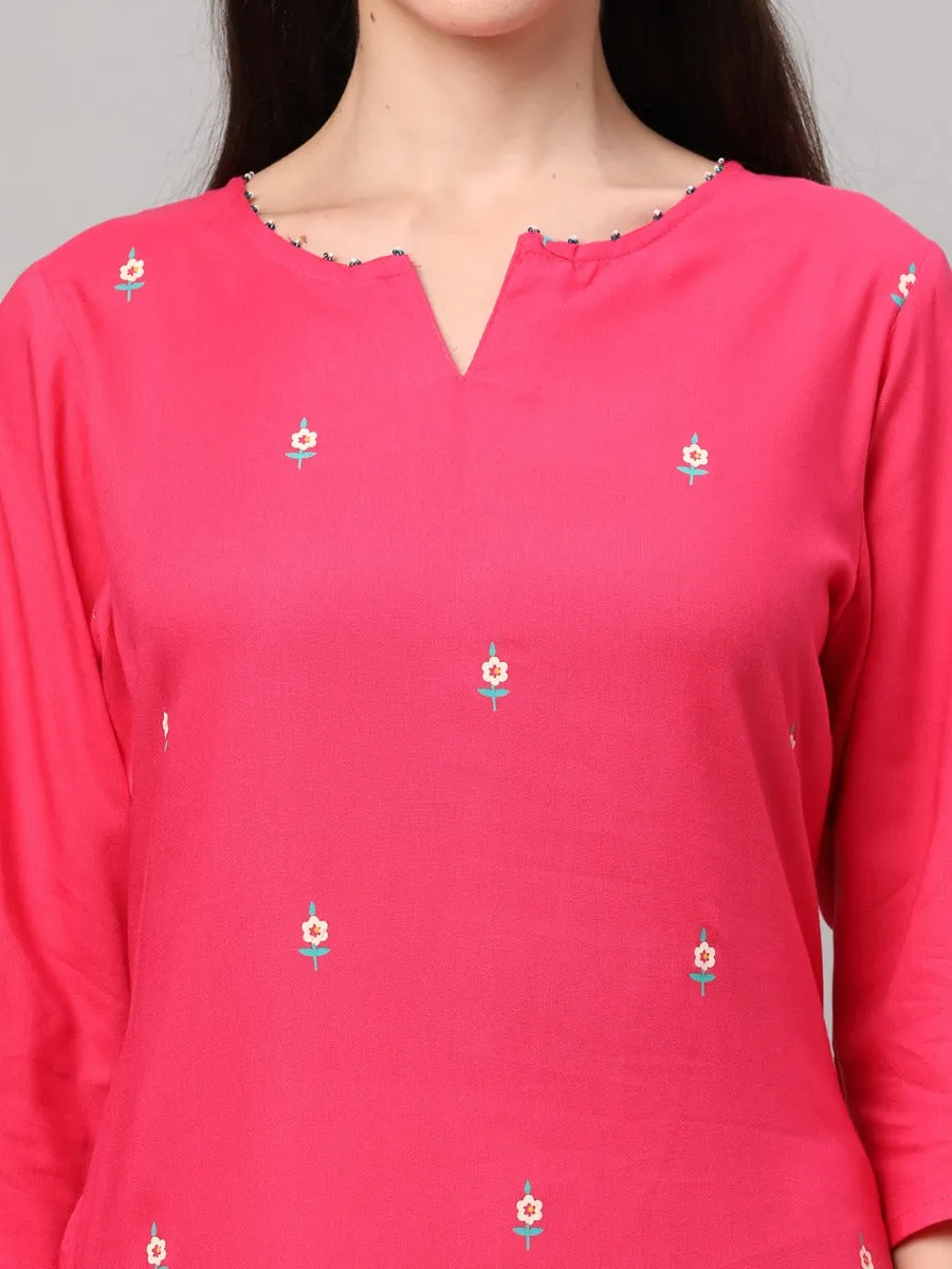 Fuchsia Floral Printed Kurta