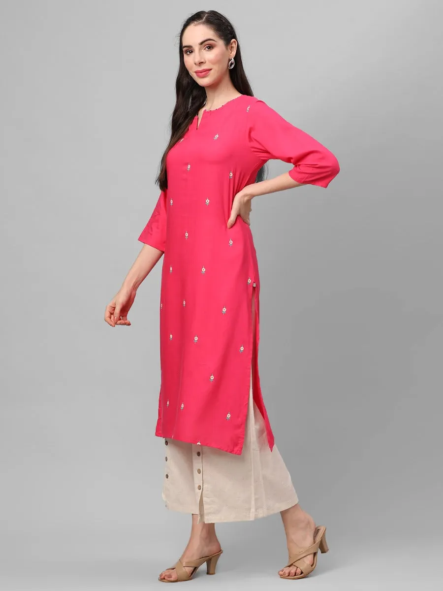 Fuchsia Floral Printed Kurta