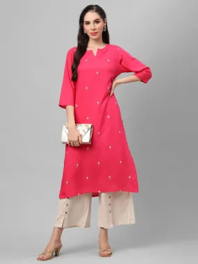 Fuchsia Floral Printed Kurta