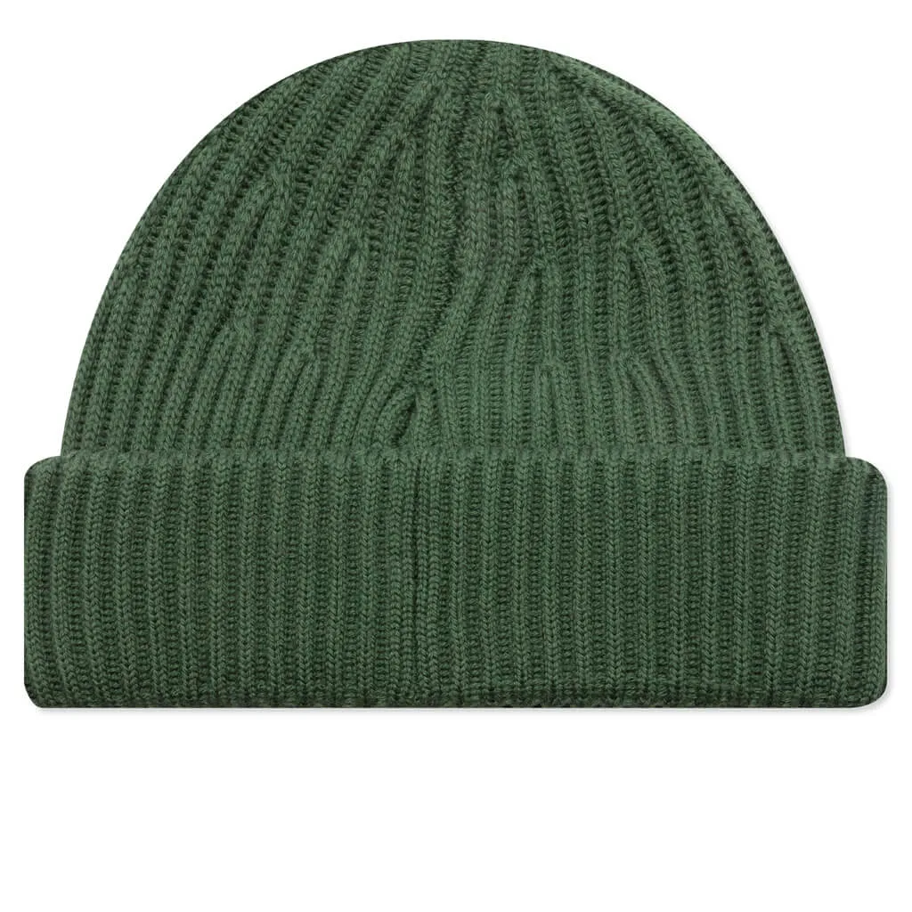 Full Rib Wool Beanie - Olive Green