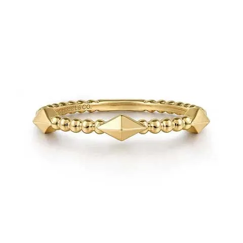 Gabriel & Co. Plain Gold Bujukan Pyramid Stackable Ring in 14K Yellow Gold