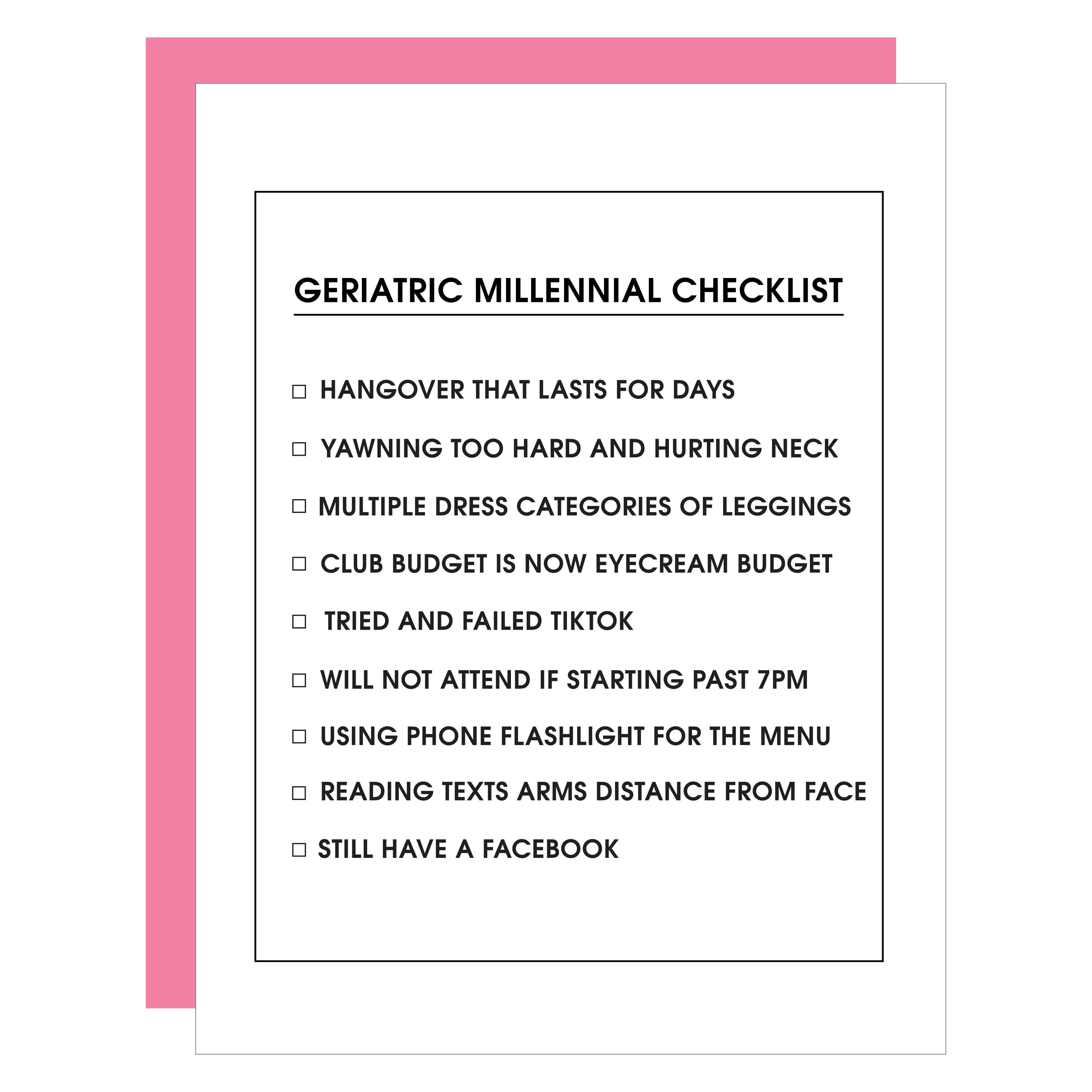 Geriatric Millennial Letterpress Card by Chez Gagné