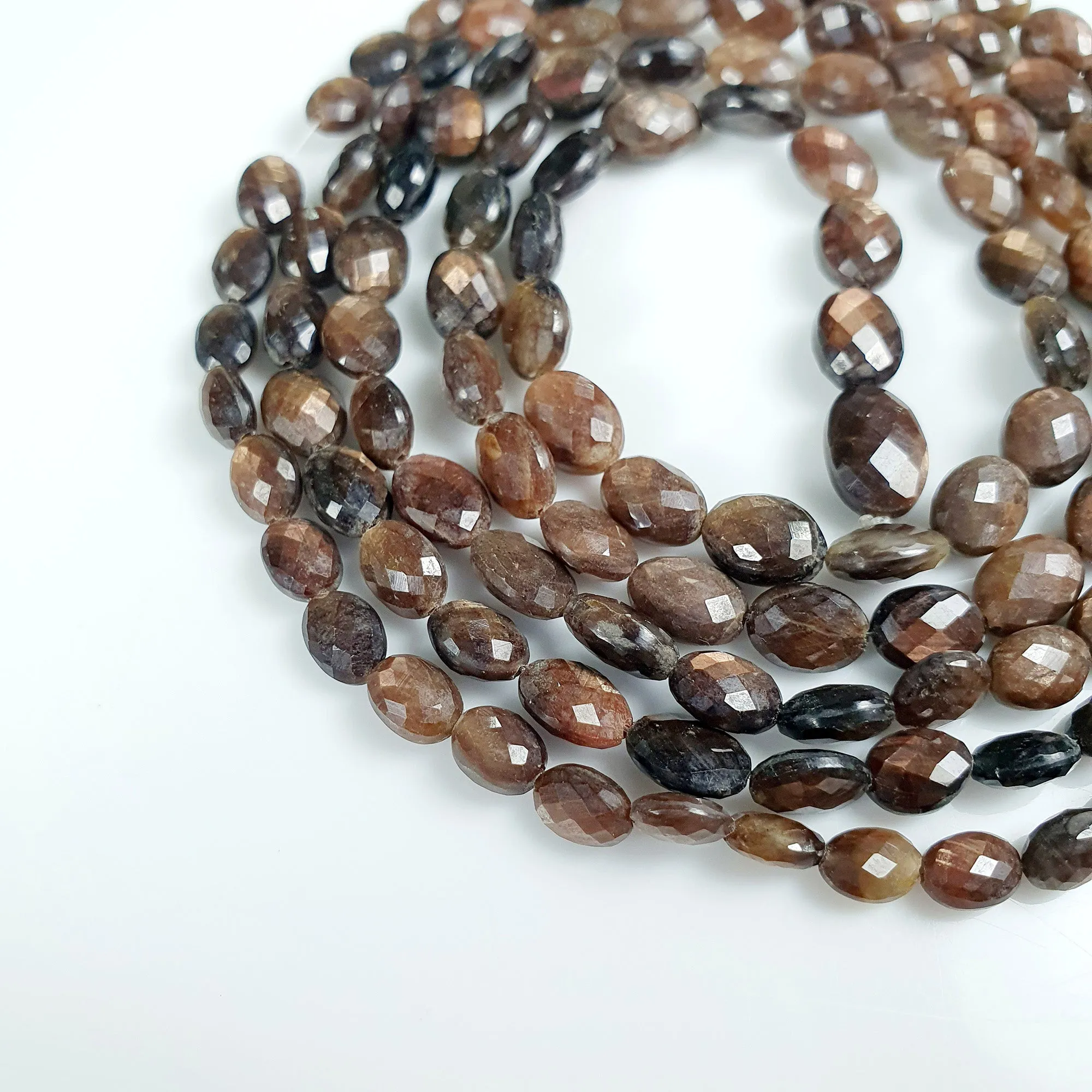 Golden Brown CHOCOLATE SAPPHIRE Gemstone Loose Beads : 209.00cts Natural Untreated Sapphire Checker Cut 36"Oval Loose Beads 6*4mm - 10* 6mm For Necklace