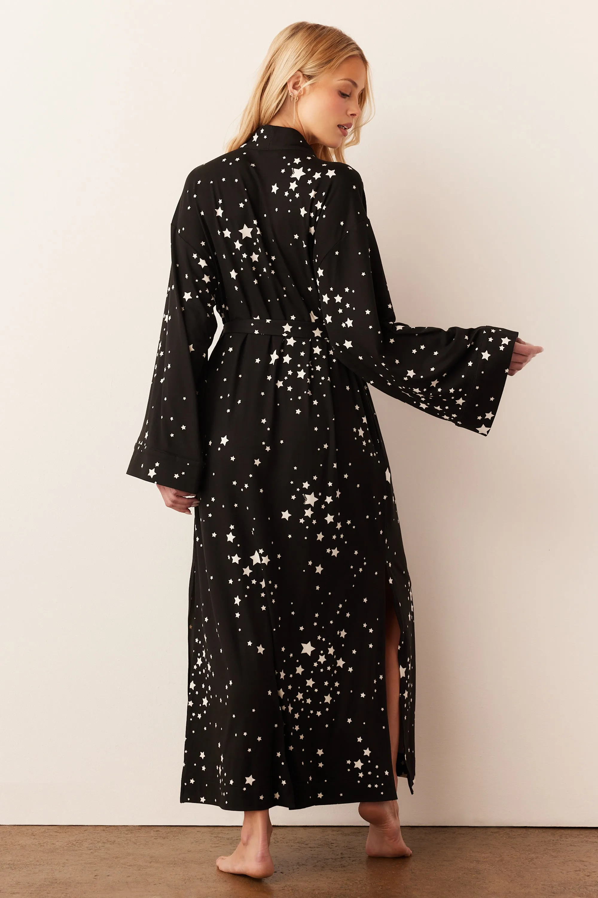 Kaia Kimono Robe | Black Stars