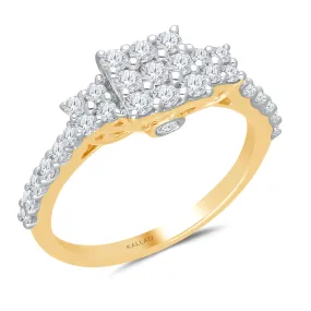 Kallati Eternal Cluster Diamond Engagement Ring in 14K Yellow Gold