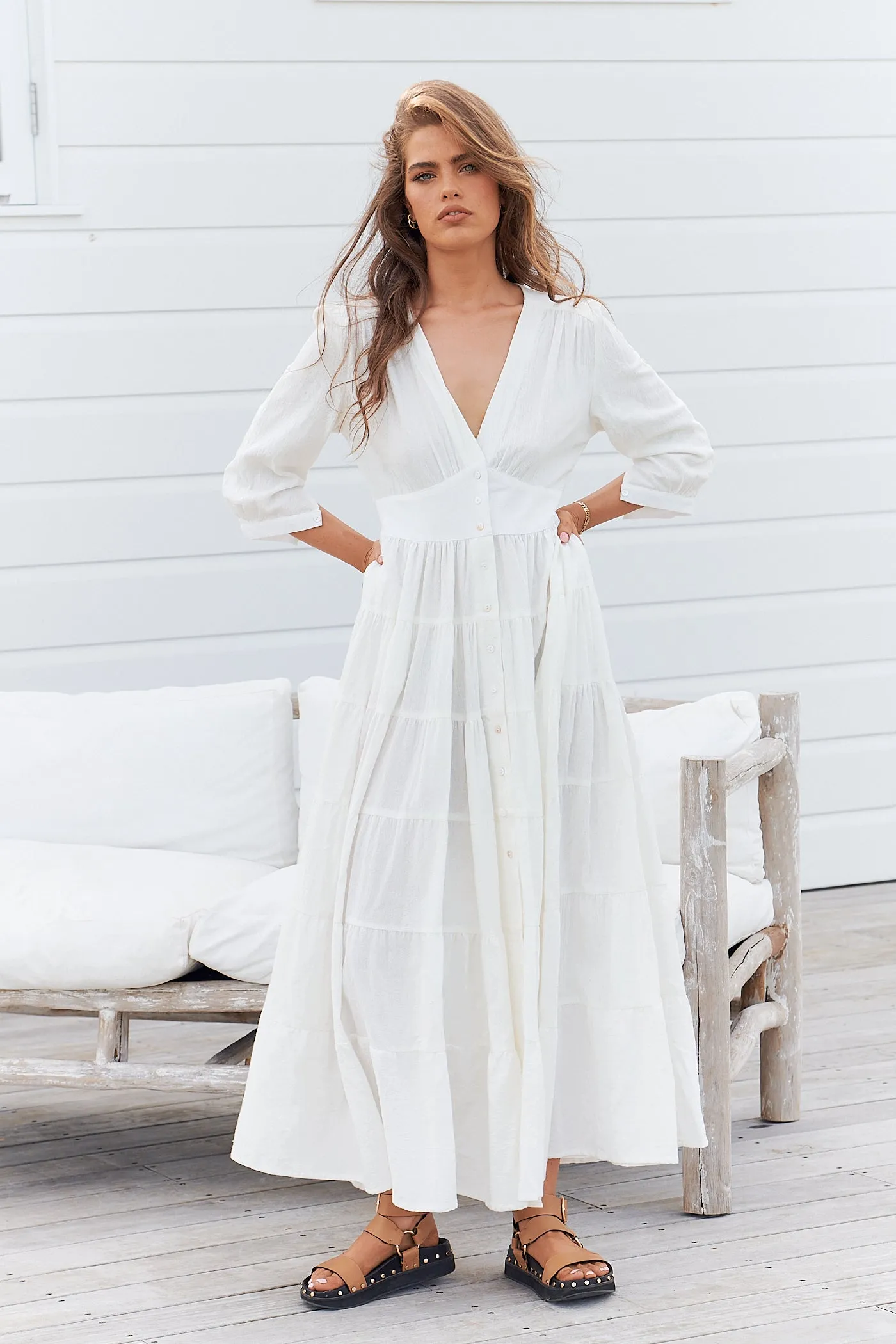 Karlie Maxi Dress  - White