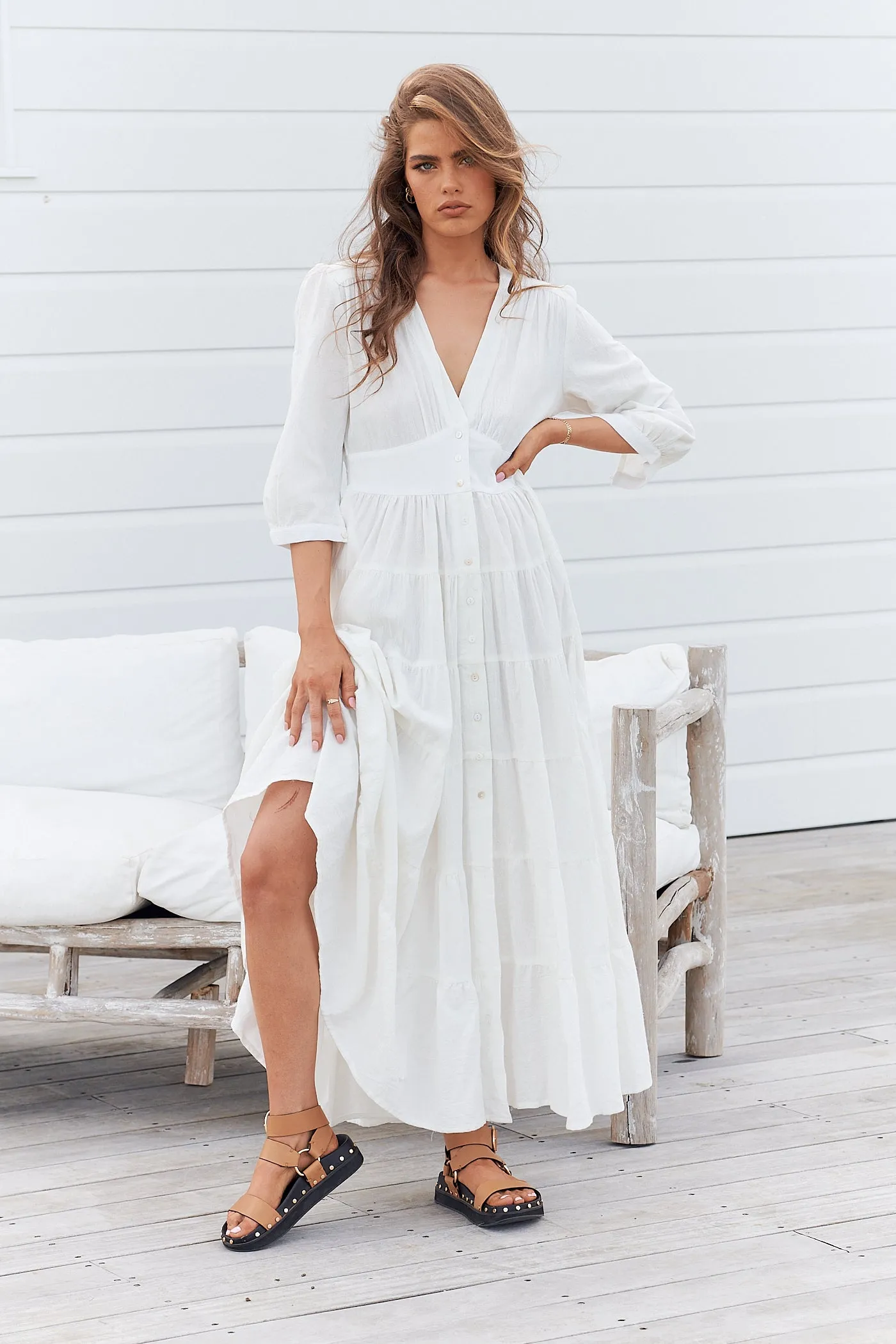 Karlie Maxi Dress  - White