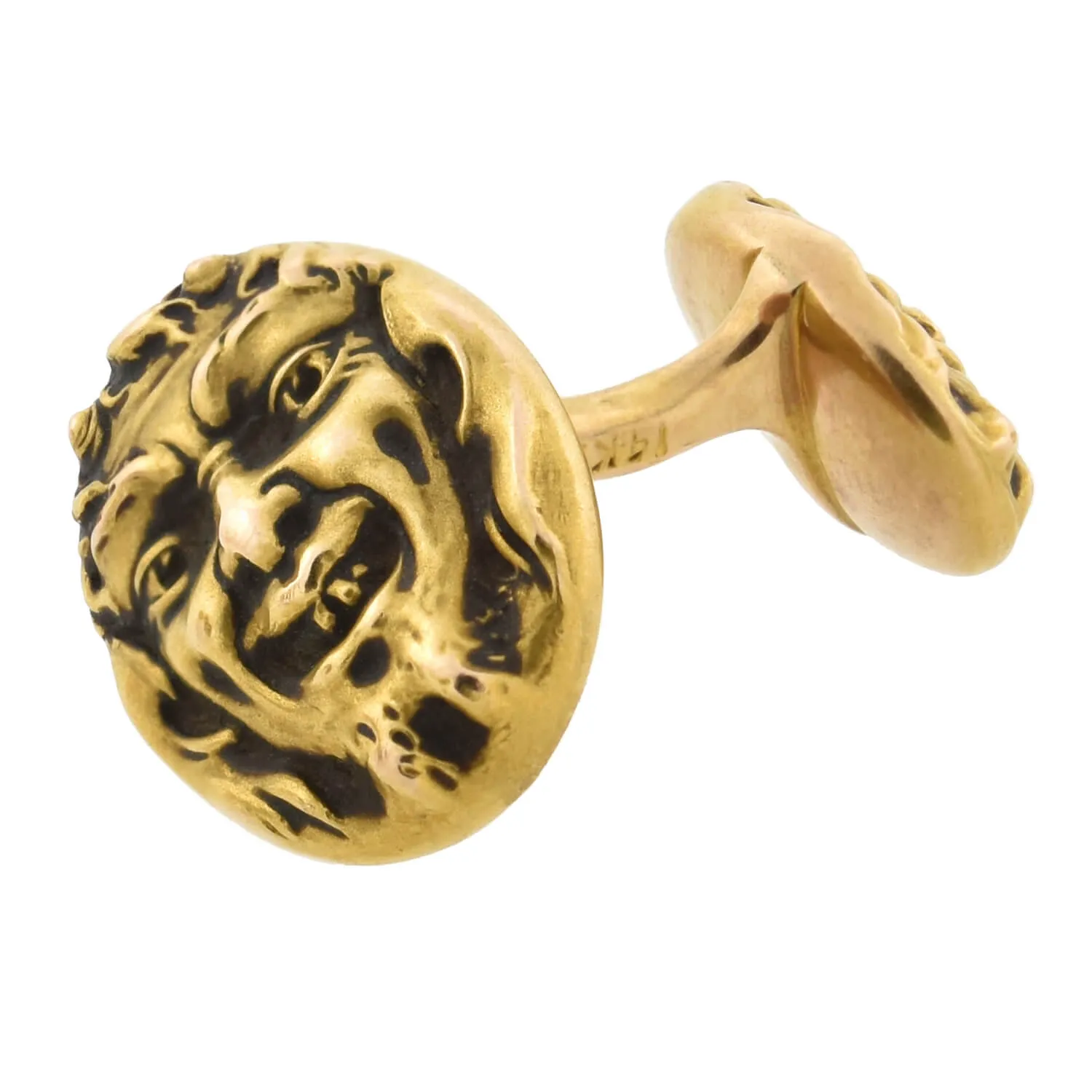 KREMENTZ Art Nouveau 14kt Double Sided Repousse "Bacchus/Dionysus" Cufflinks