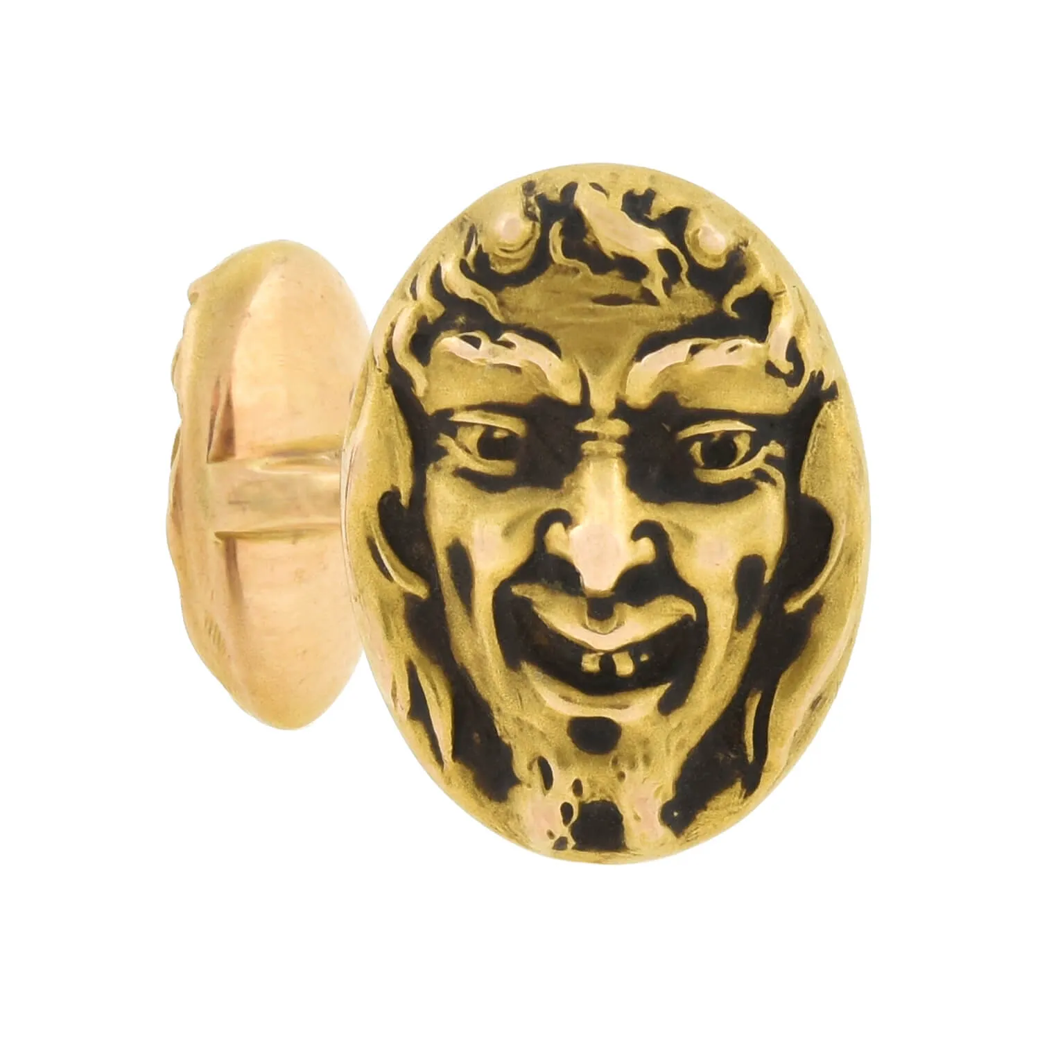 KREMENTZ Art Nouveau 14kt Double Sided Repousse "Bacchus/Dionysus" Cufflinks