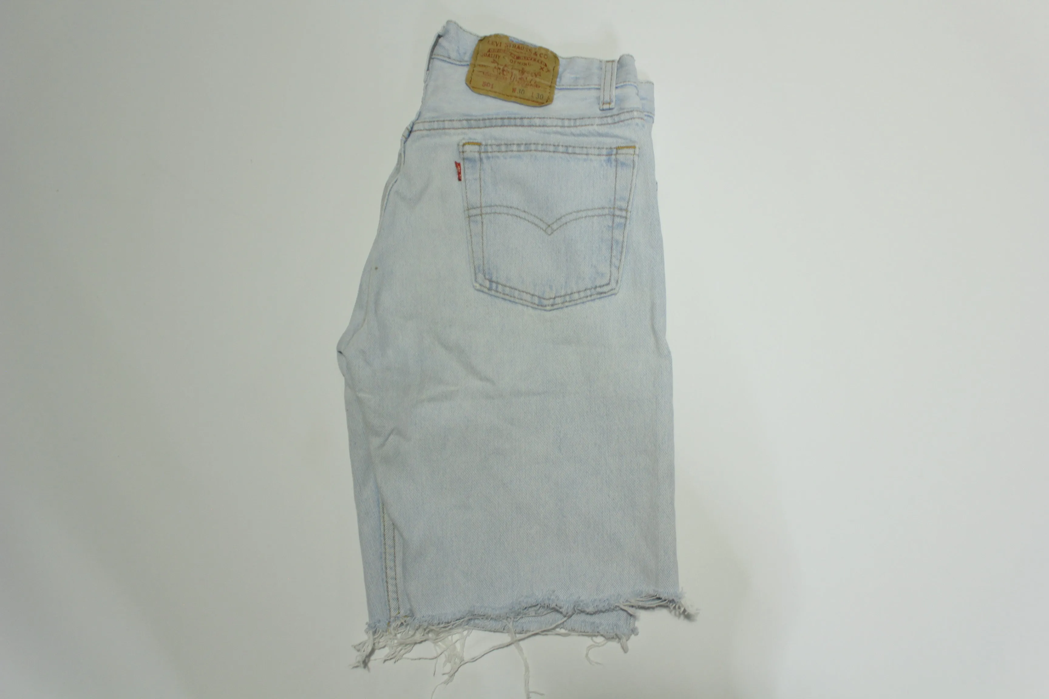 Levis 501 Button Fly Vintage 90's Denim Grunge Acid Wash Red Tab Blue Jean Cut Off Shorts