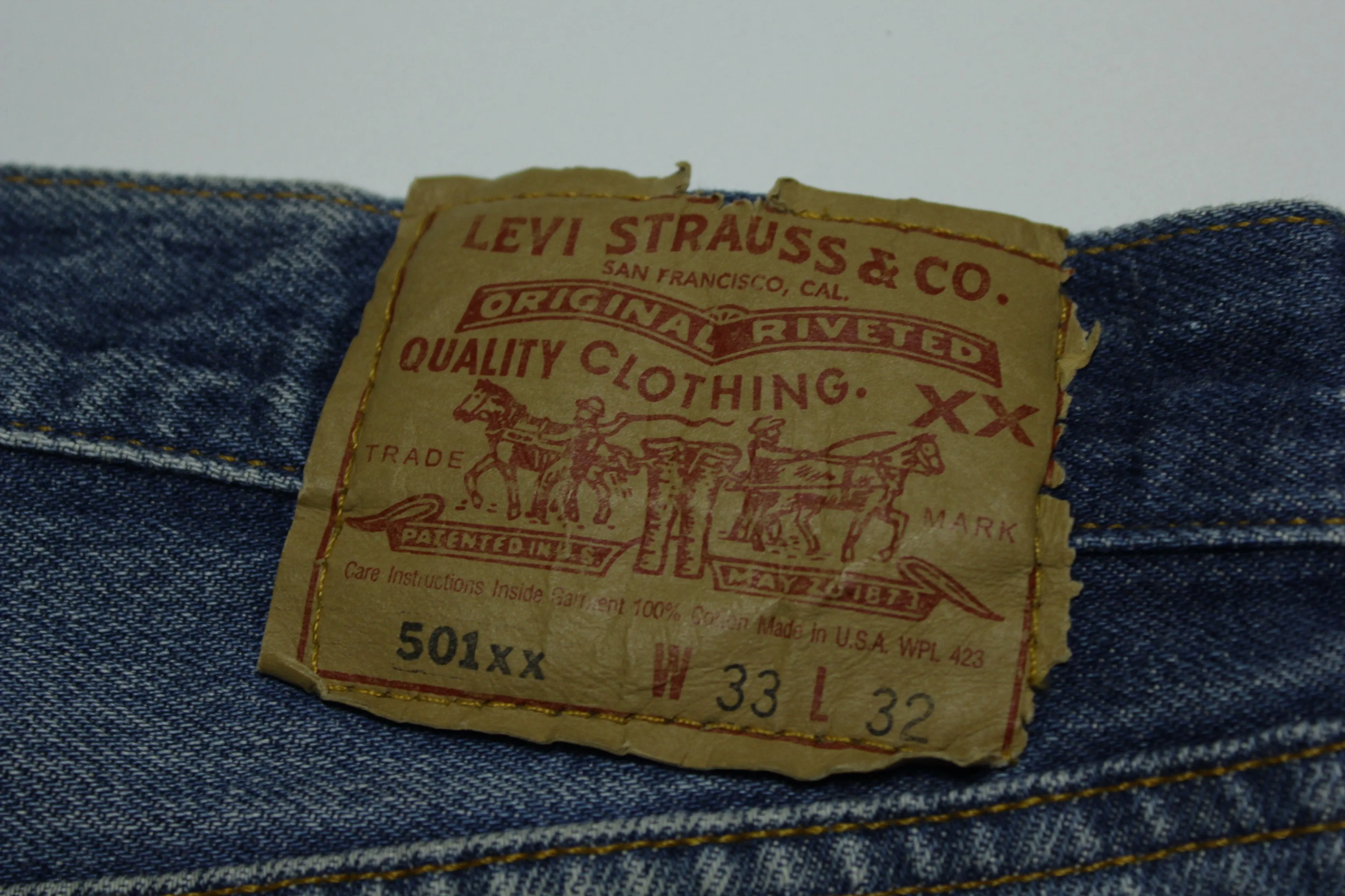 Levis 501 Distressed Button Fly Vintage 90's Denim Grunge Punk Red Tab Blue Jeans