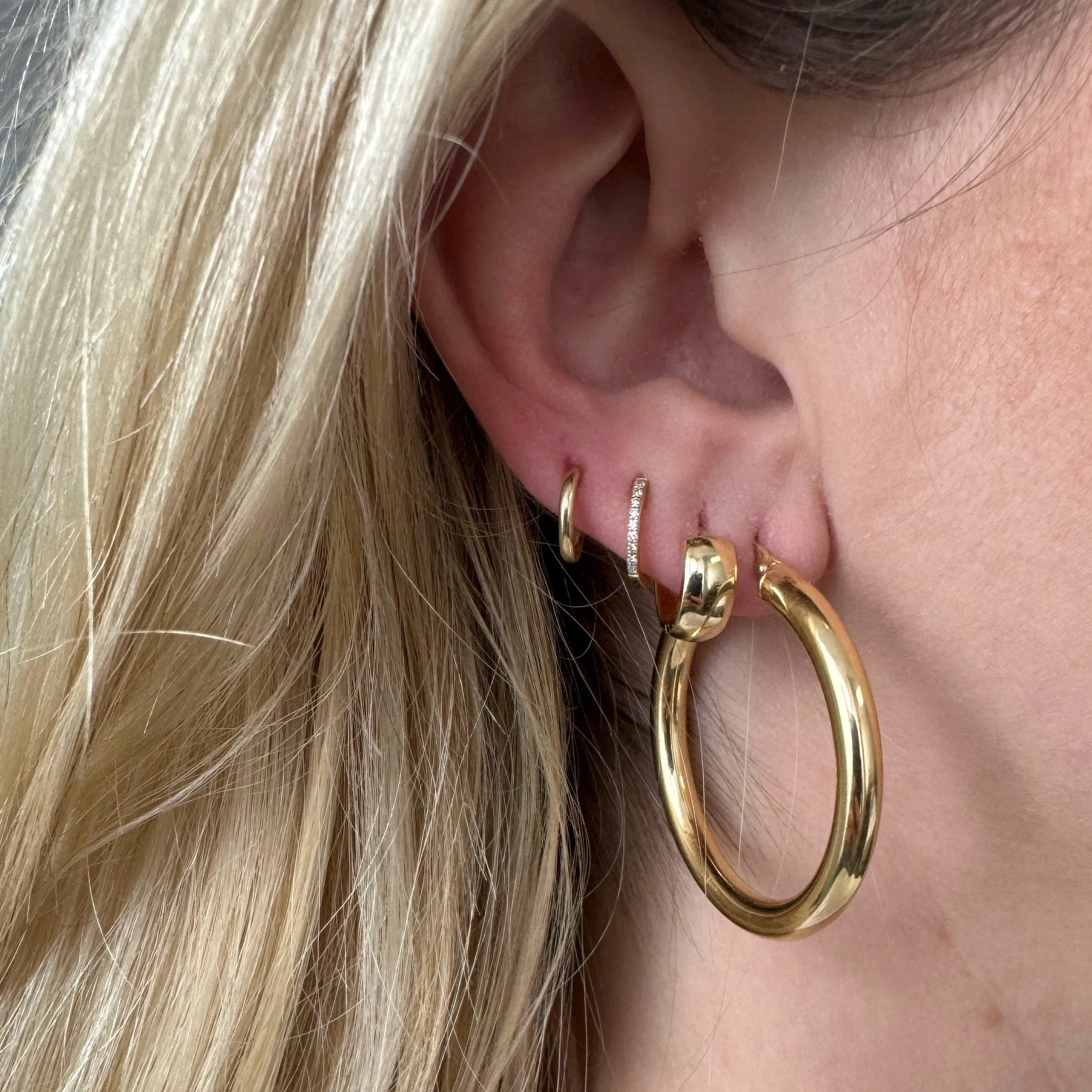 Limited Edition 10K Gold Ultra Mini Upper Lobe Huggie Earrings