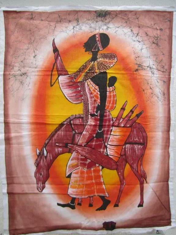 Maasai Woman with Donkey Batik