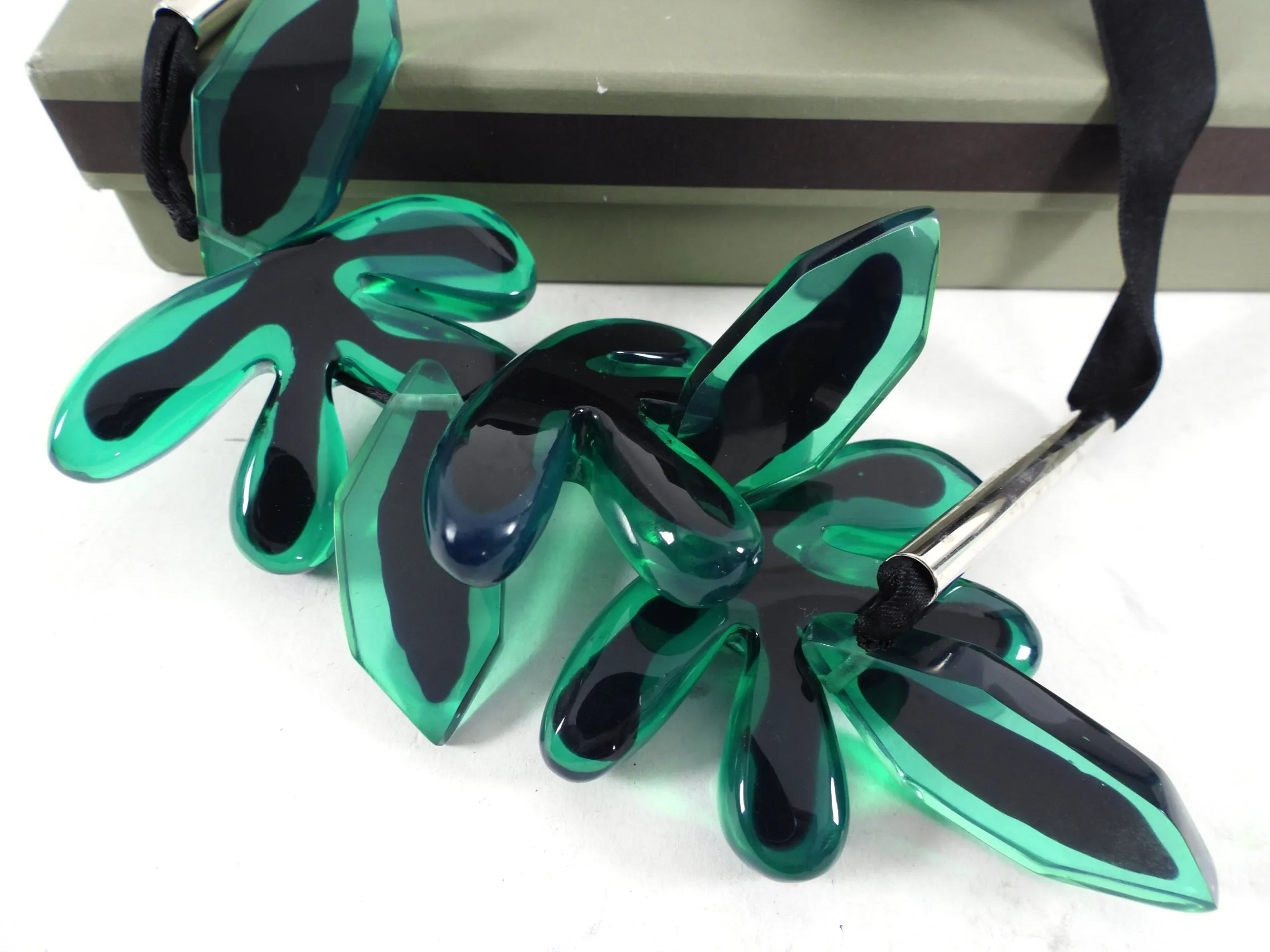 Marni Green Resin Statement Ribbon Necklace