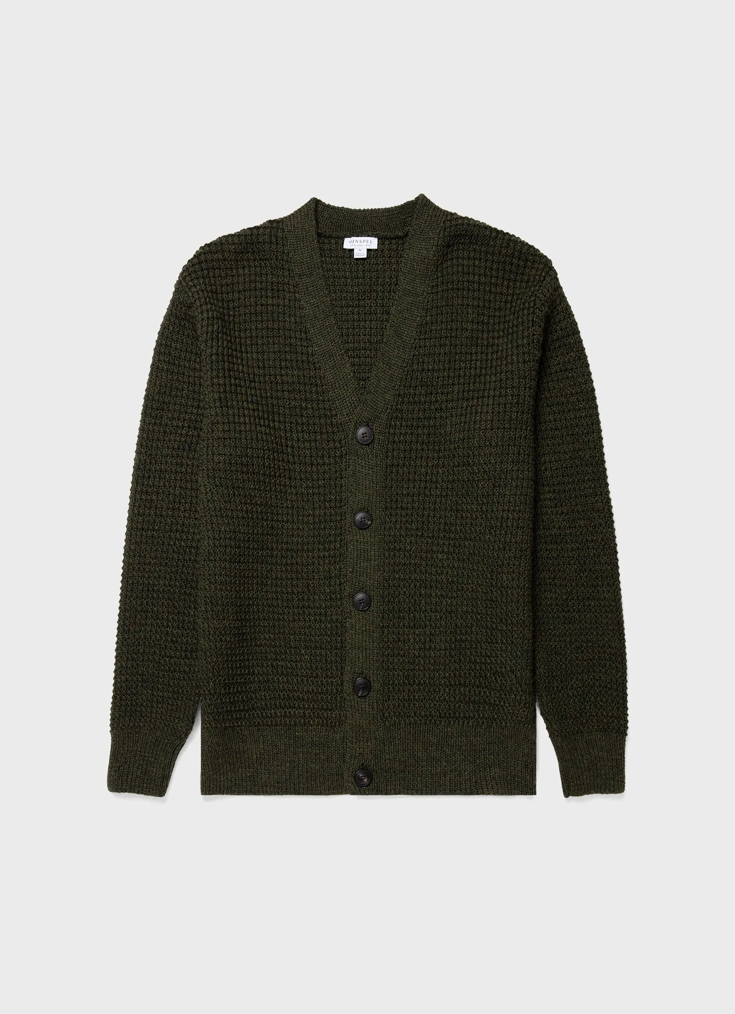 Men's Fisherman Cardigan in Dark Olive