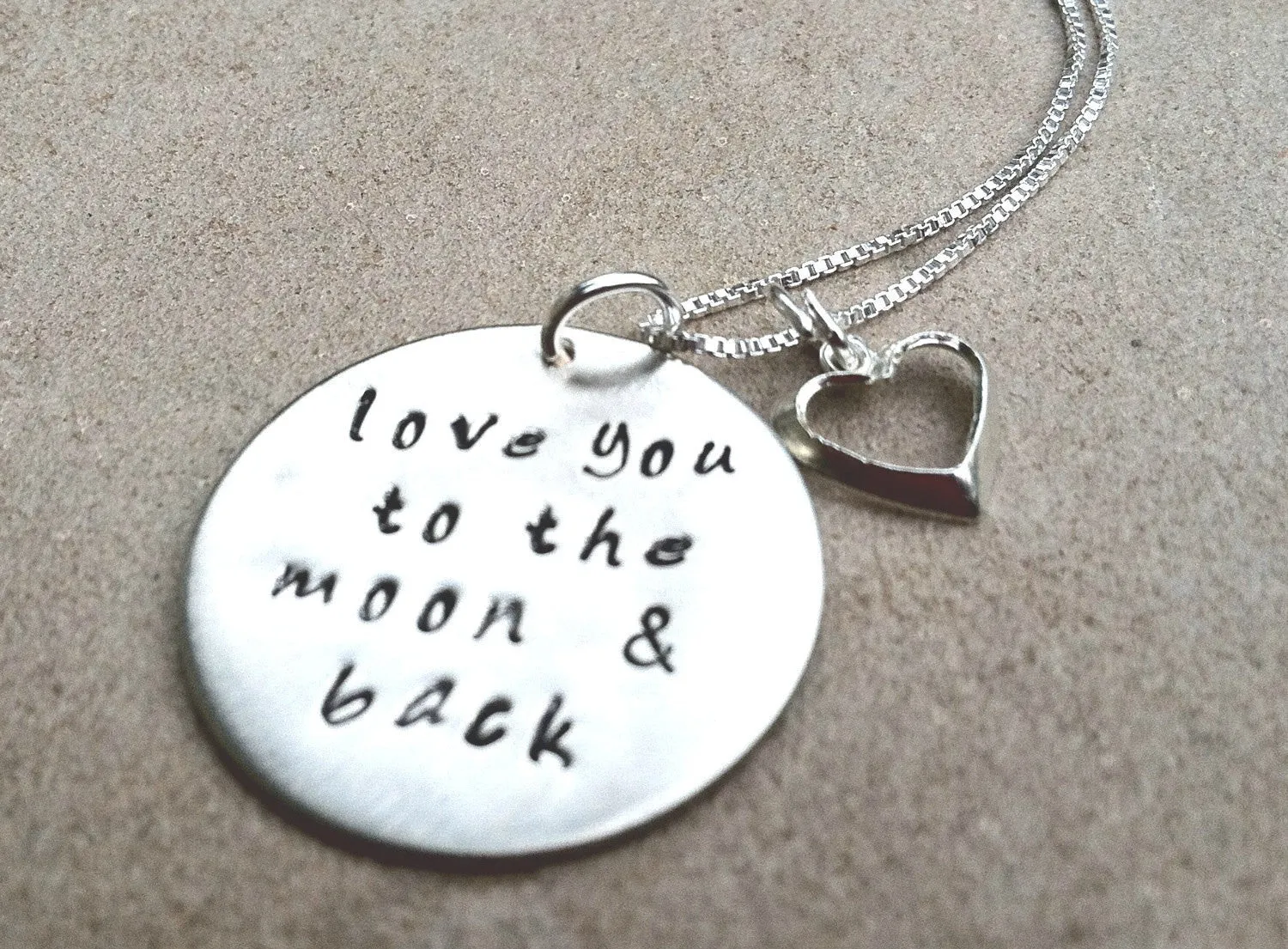 Mother Daughter Necklace, I Love You To The Moon And Back Jewelry, Daughter Necklace, Natashaaloha, Personalized Hand Stamped Jewelry