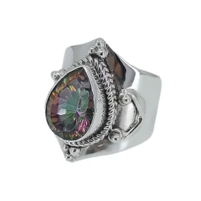 Navya Craft Mystic Topaz 925 Solid Sterling Silver Handmade Women Ring Sizes 3 to 13 US