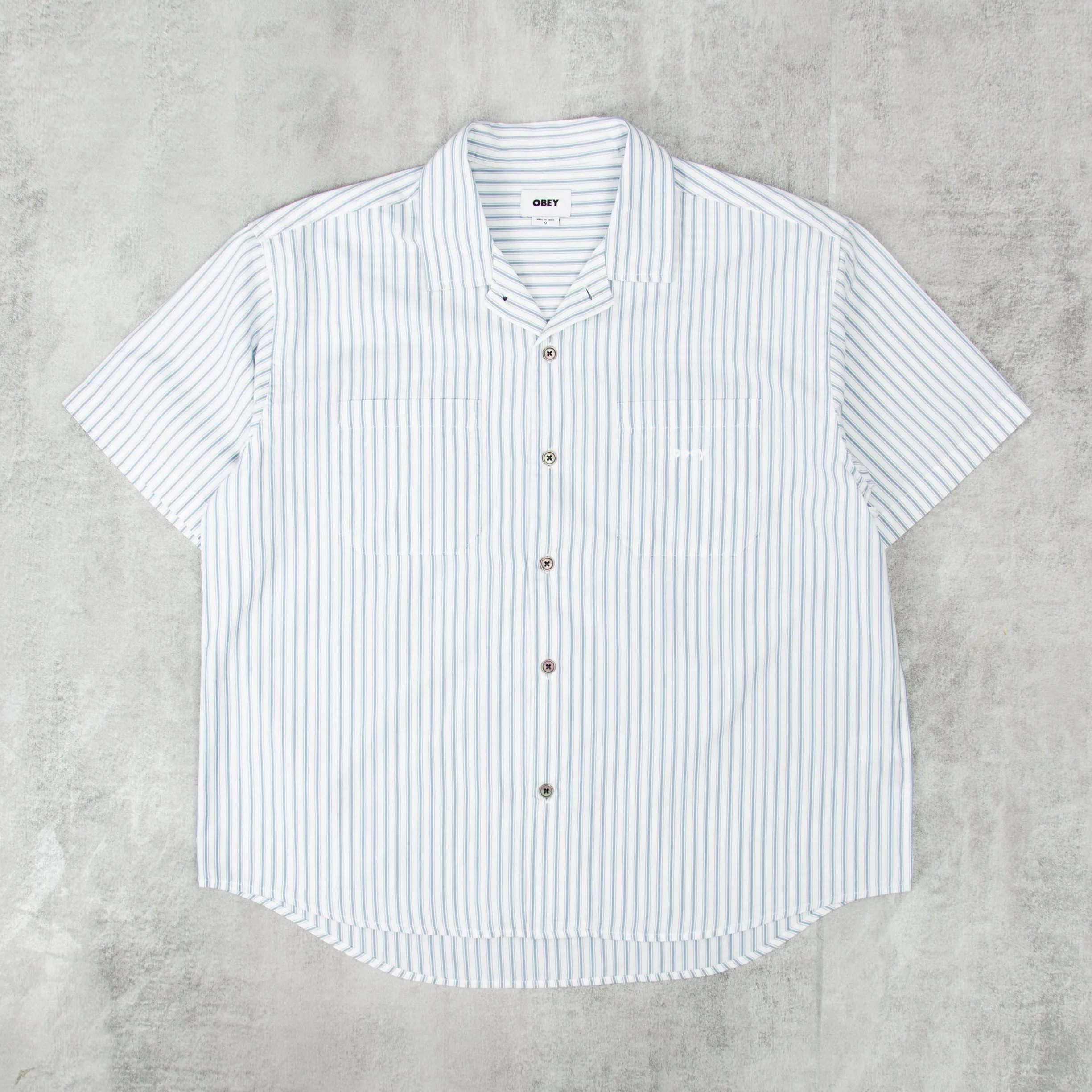 Obey Bigwig Stripe Woven S/S Shirt - Surf Spray Multi