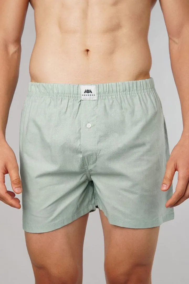 Pastel Green Woven Boxer Shorts