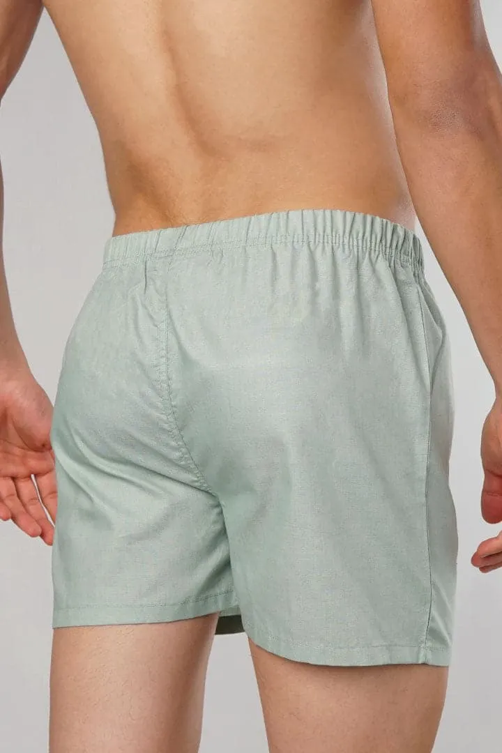 Pastel Green Woven Boxer Shorts