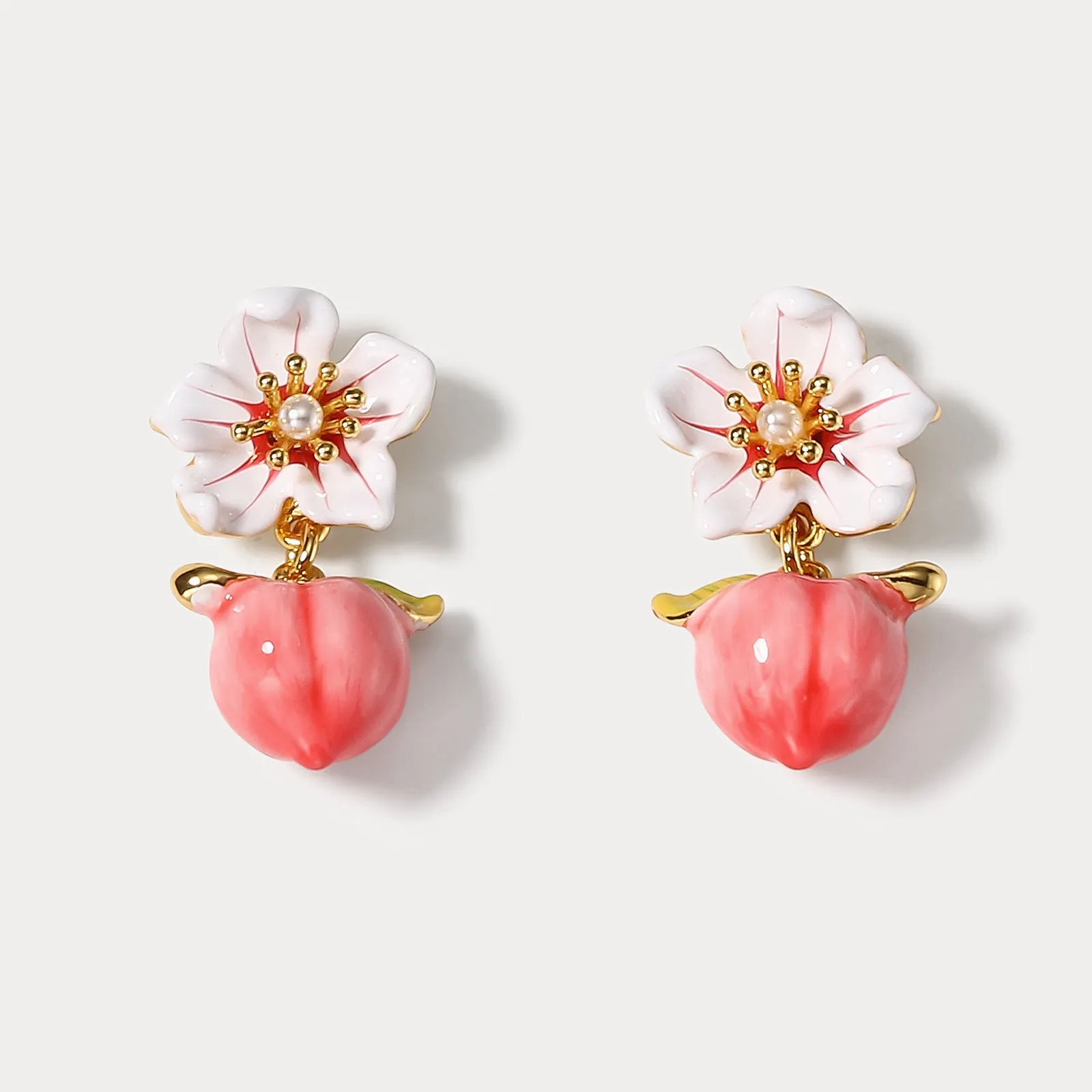 Peach Floral Earrings