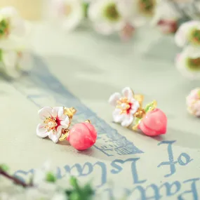 Peach Floral Earrings