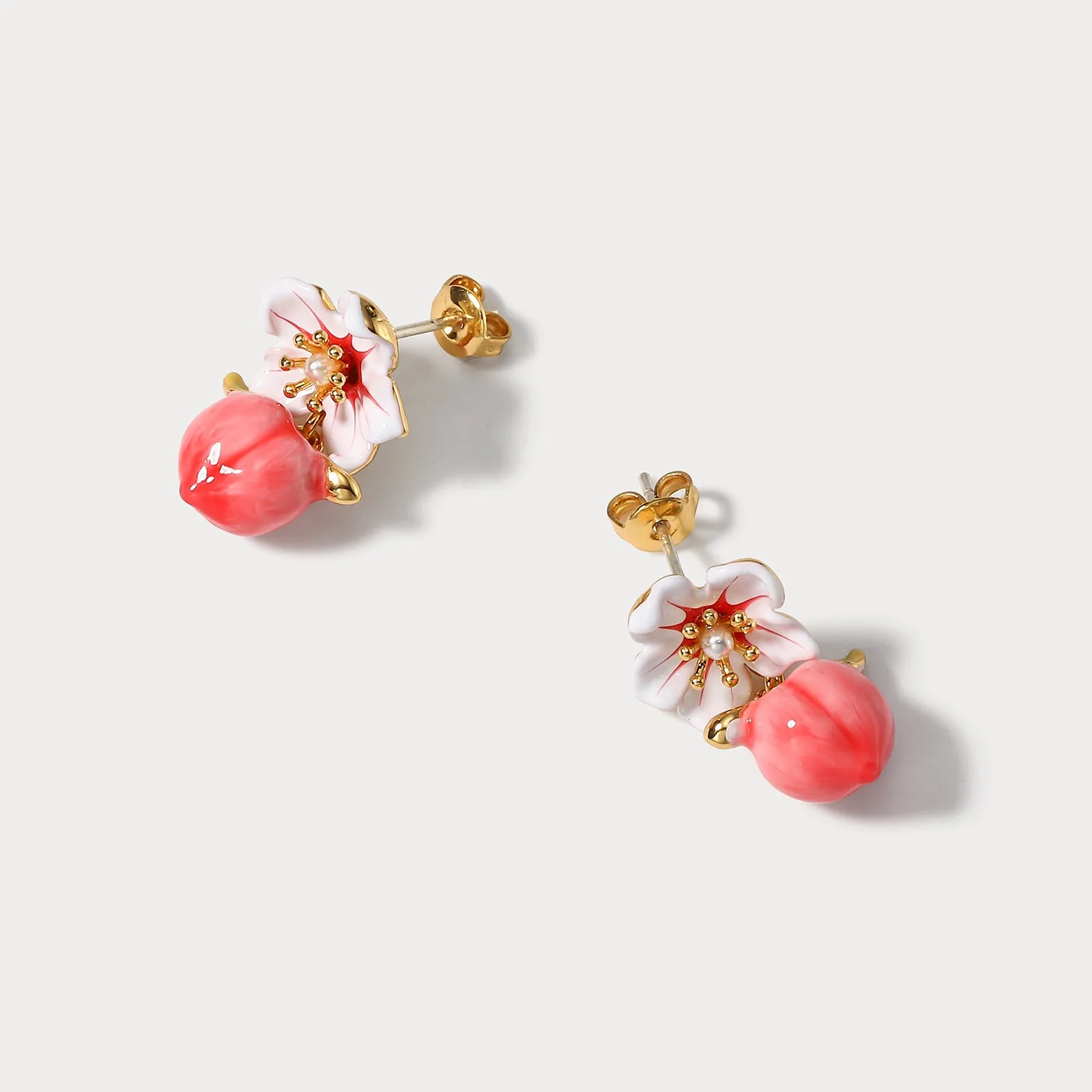 Peach Floral Earrings