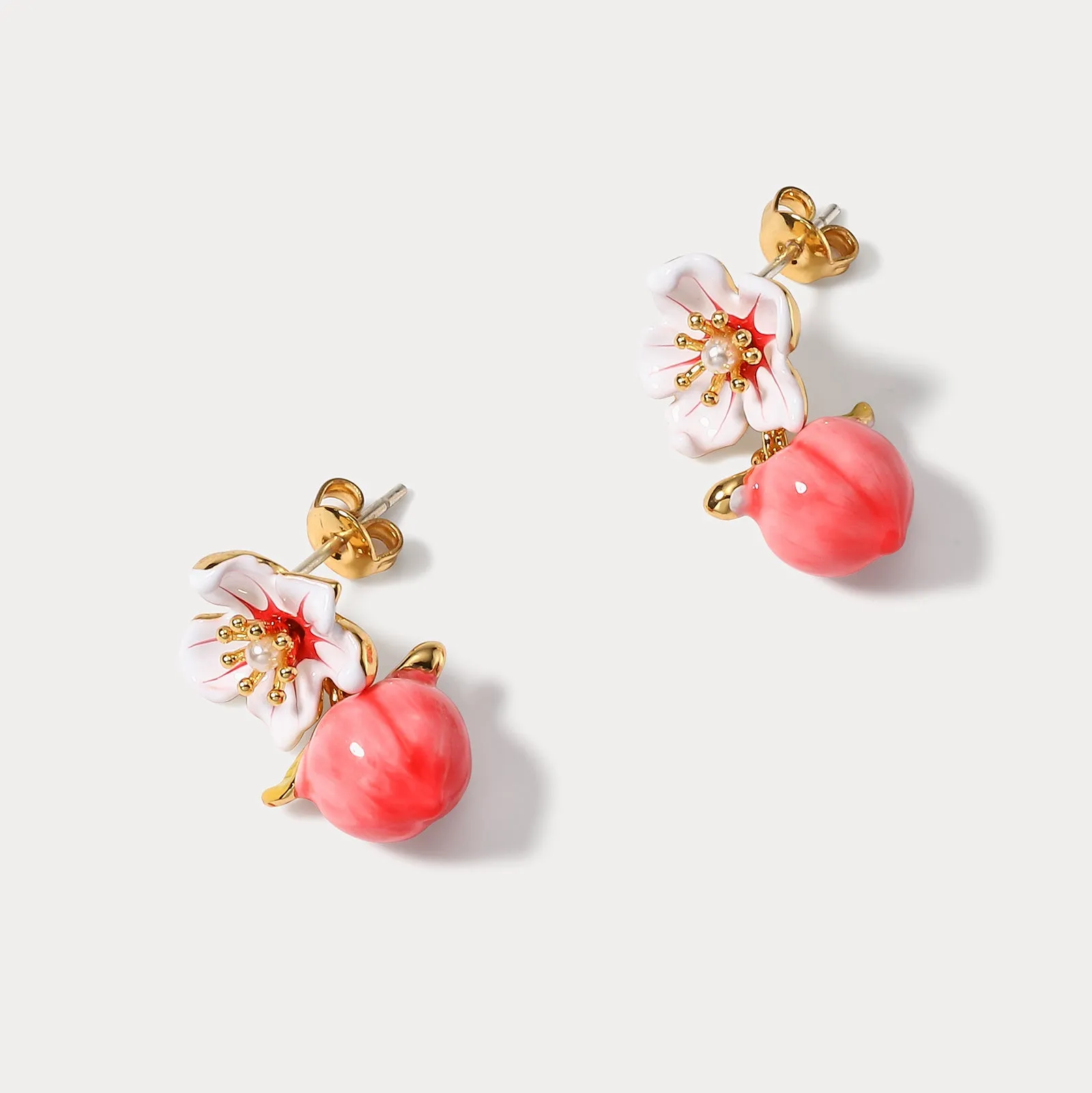 Peach Floral Earrings