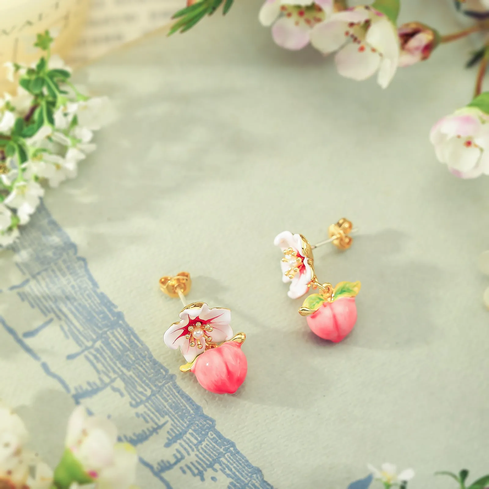 Peach Floral Earrings