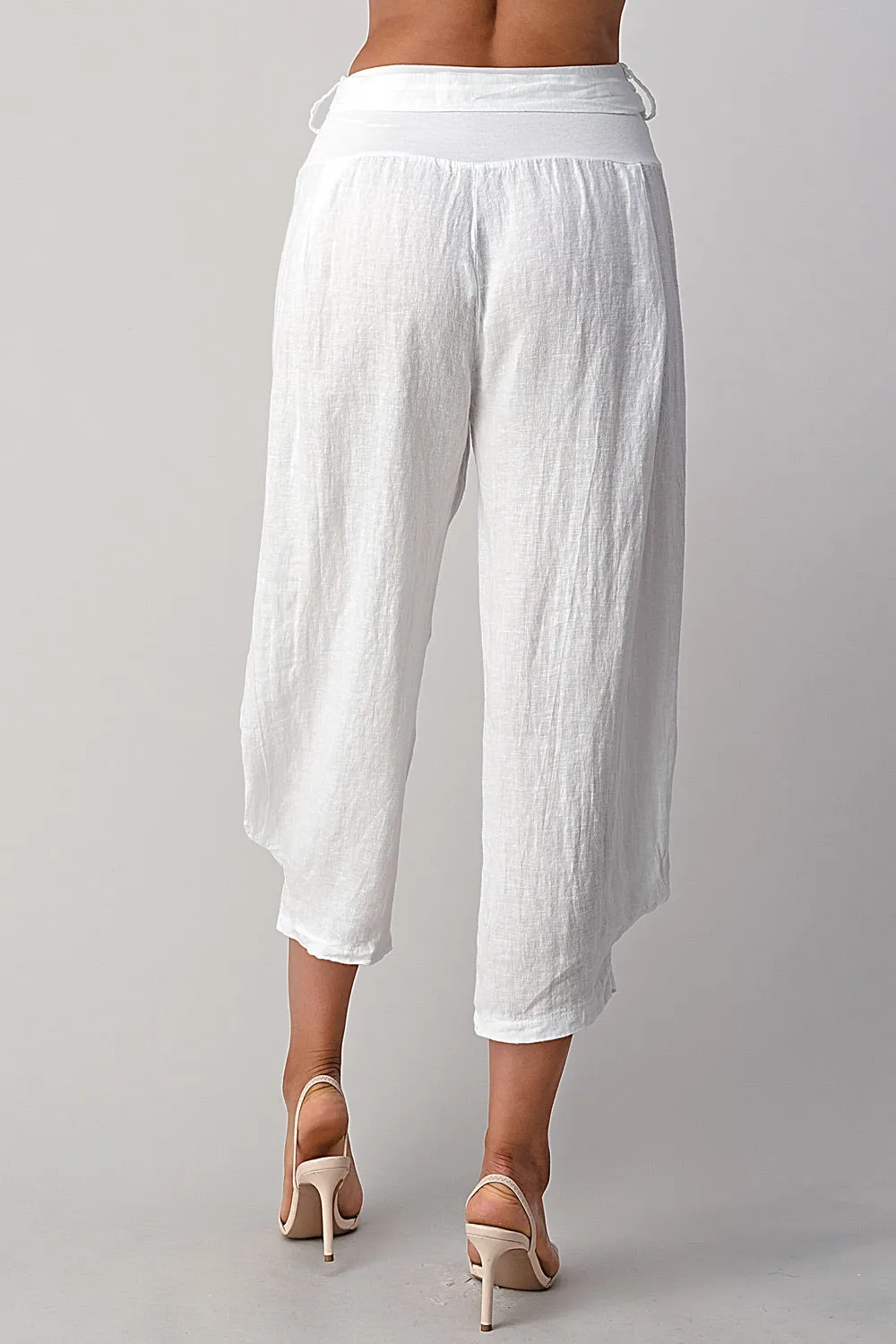 Raw Moda Puro Short Linen Pants With Belt