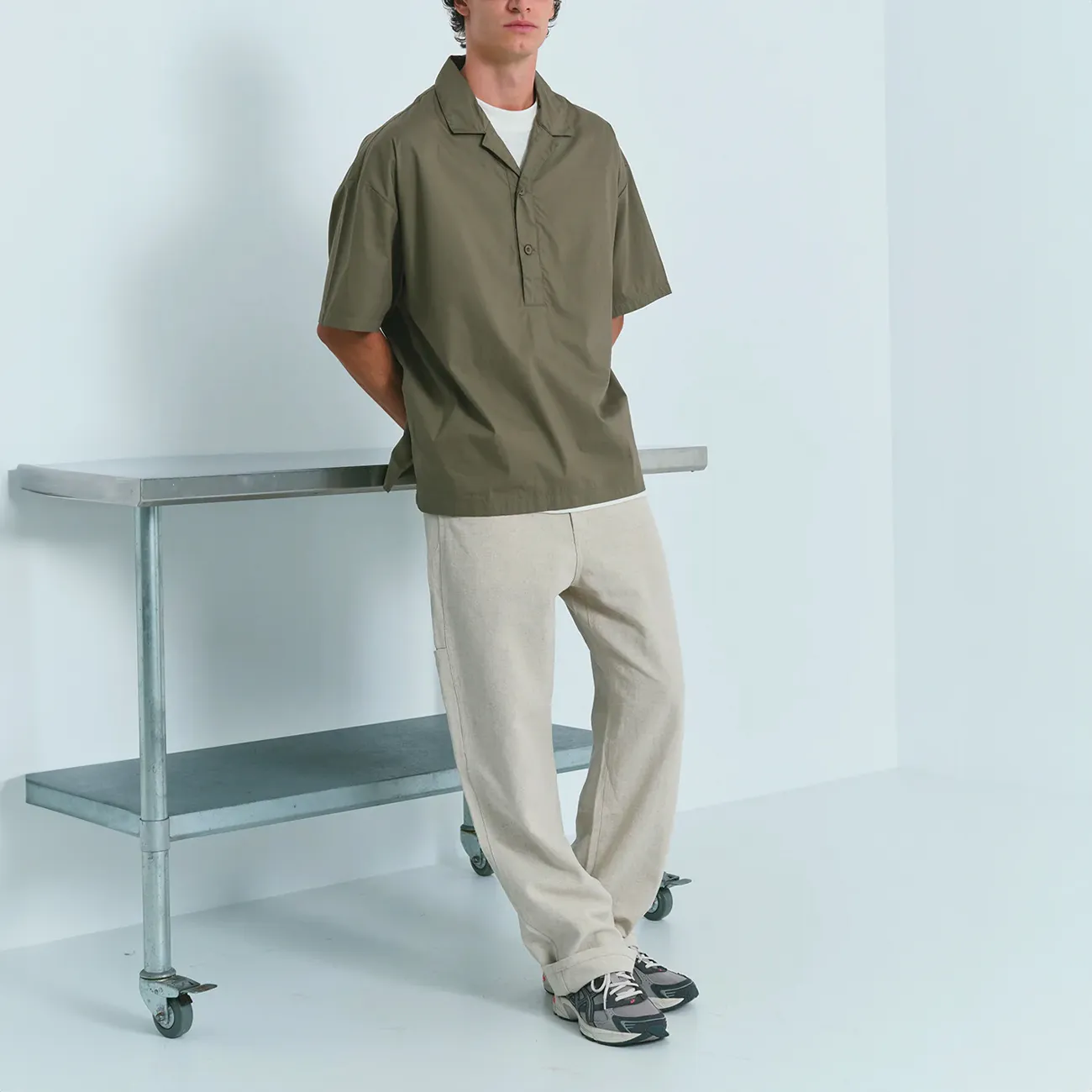 Relaxed Fit Popover Shirt - Olive