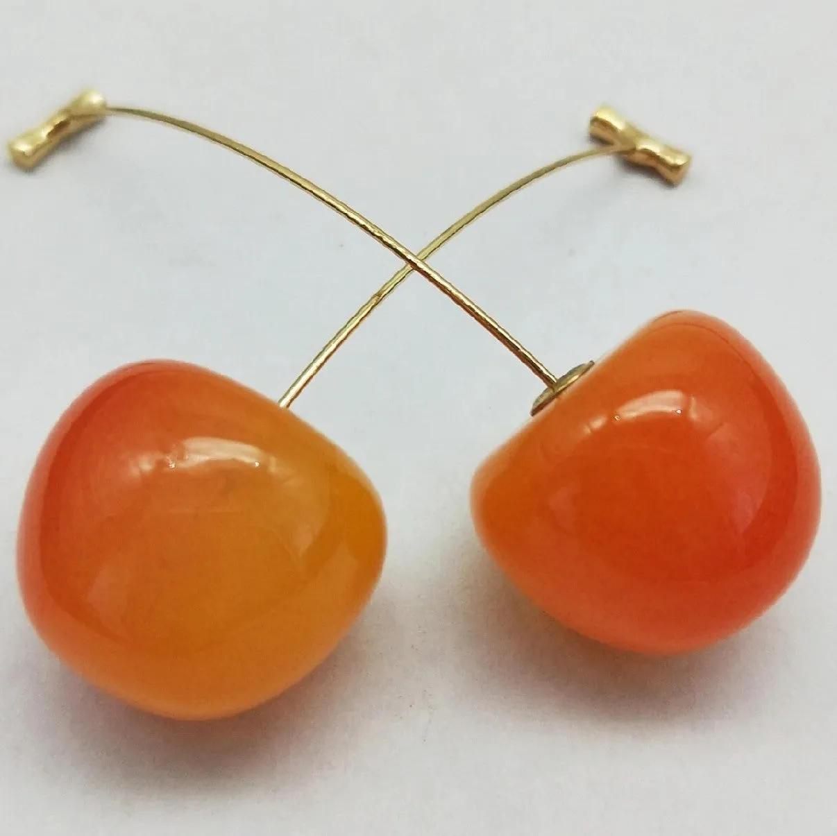 Romantic Cute Wine Red and Yellow Cherry Stud Drop Earrings