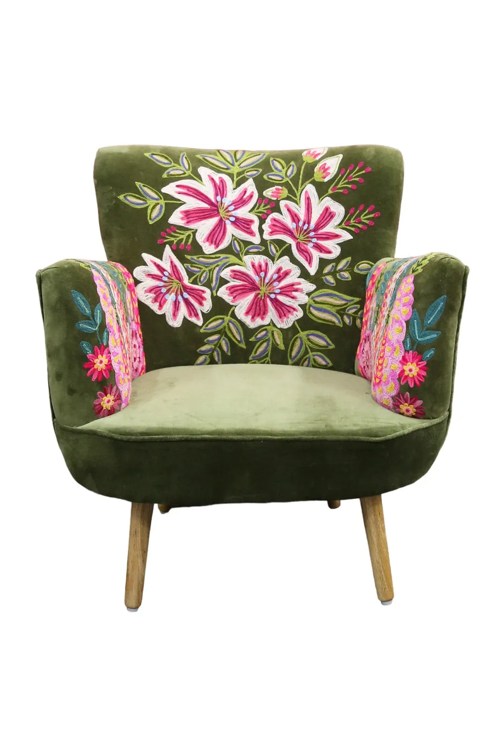 RUBY STAR TRADERS 50'S OCCASIONAL ARM CHAIR OLIVE MULTI