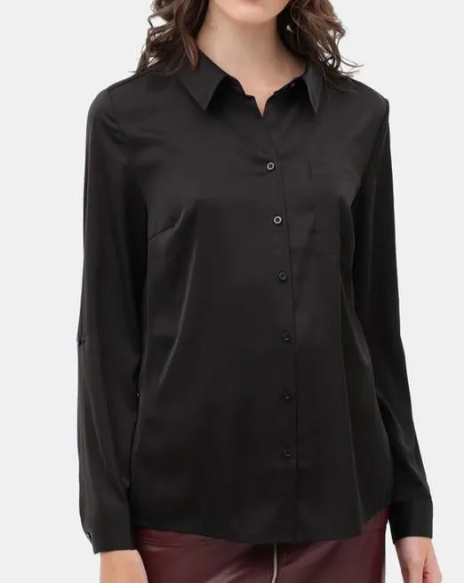 Sikly Satin Hi-Low Long Sleeve Shirt