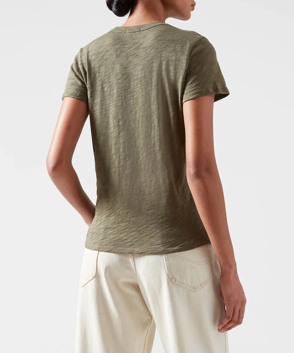 Slub Jersey Schoolboy Crew Neck Tee - Army Green