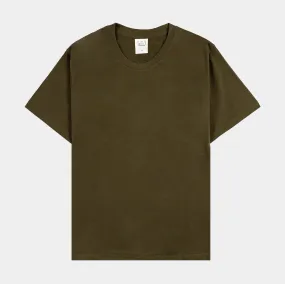 Solid Novelty Mens Short Sleeve Shirt (Olive)