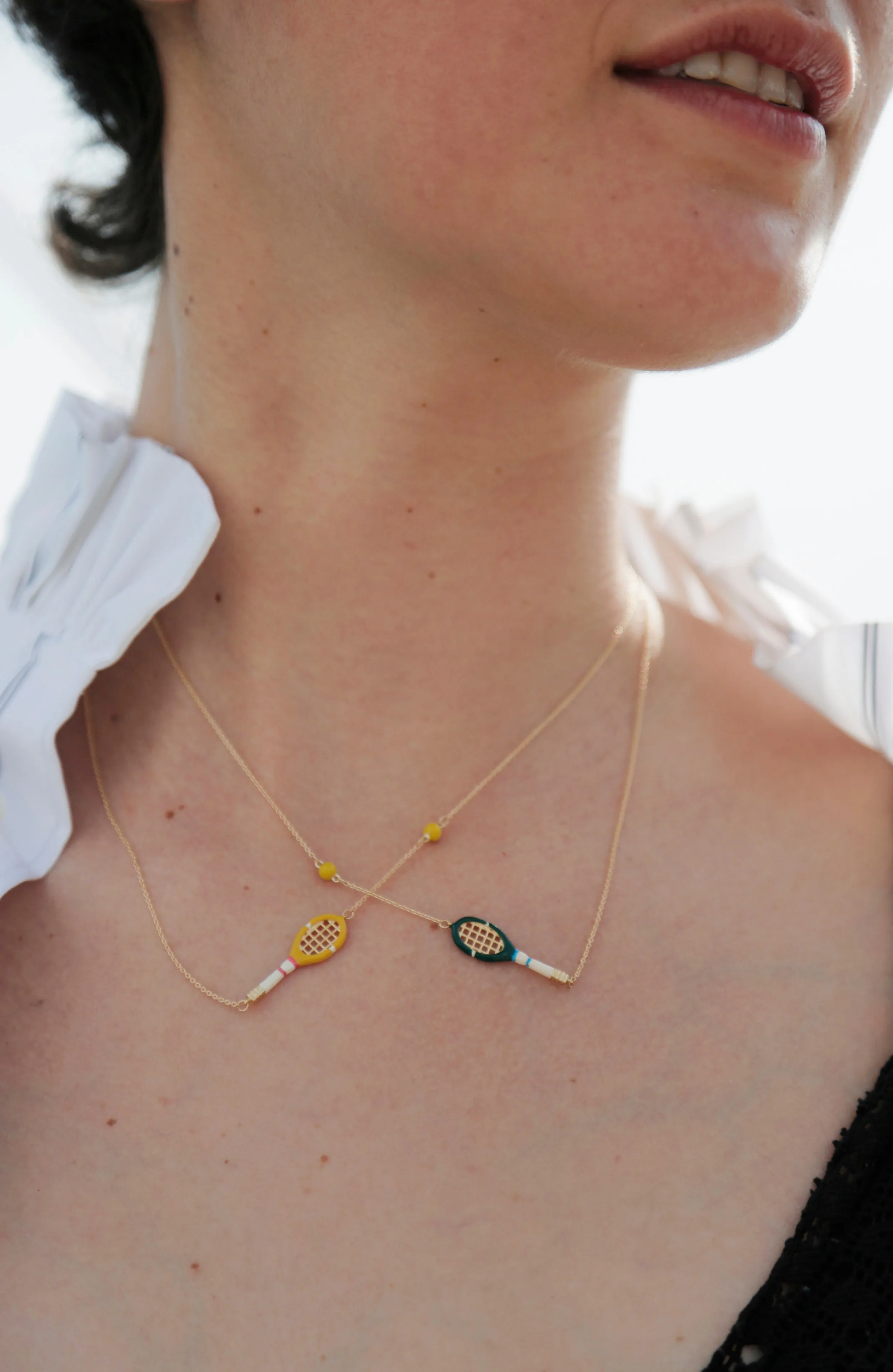 TENNIS PELOTA DAISY YELLOW NECKLACE