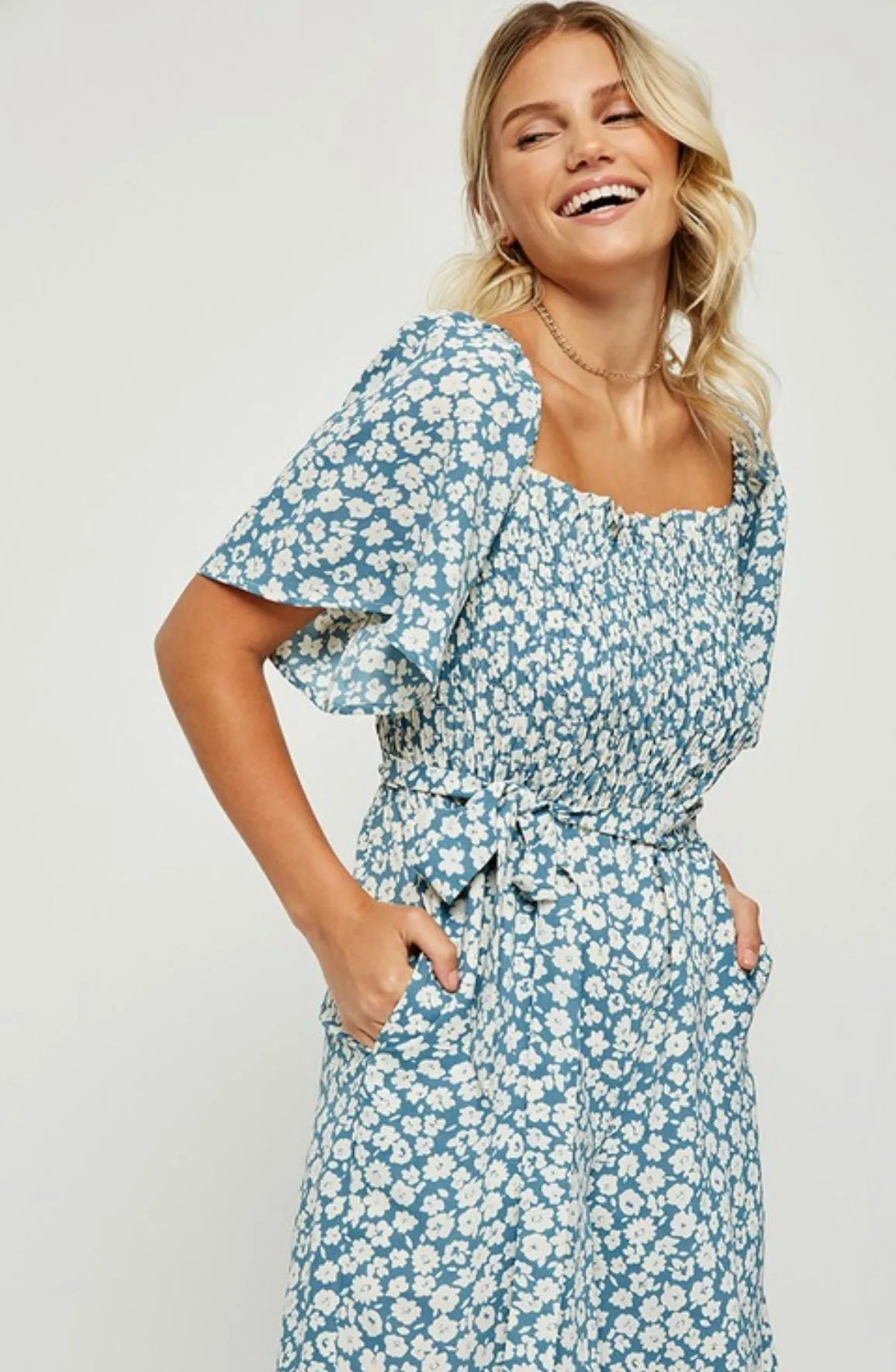 The Em Blue Floral Jumpsuit