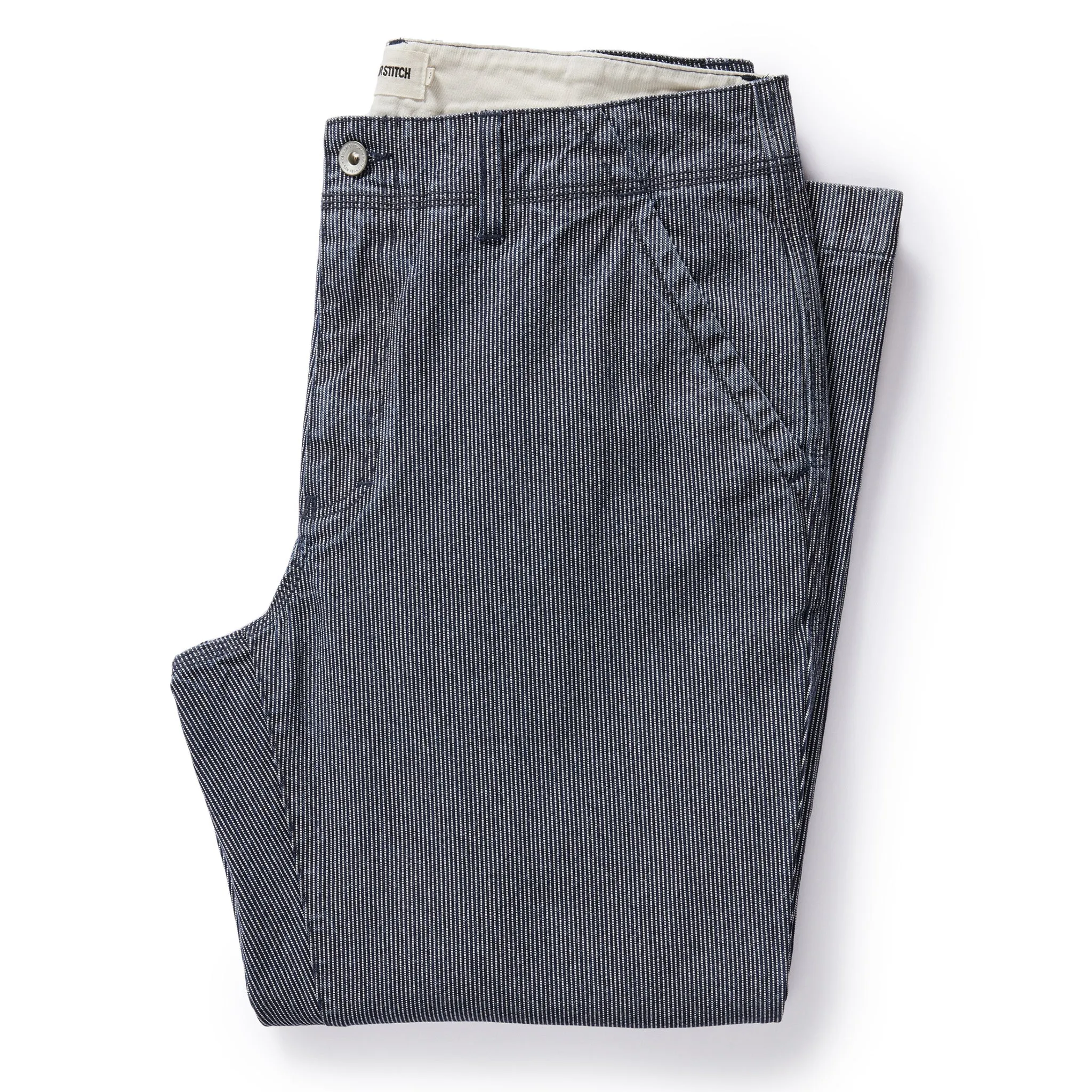 The Morse Pant in Washed Indigo Stripe