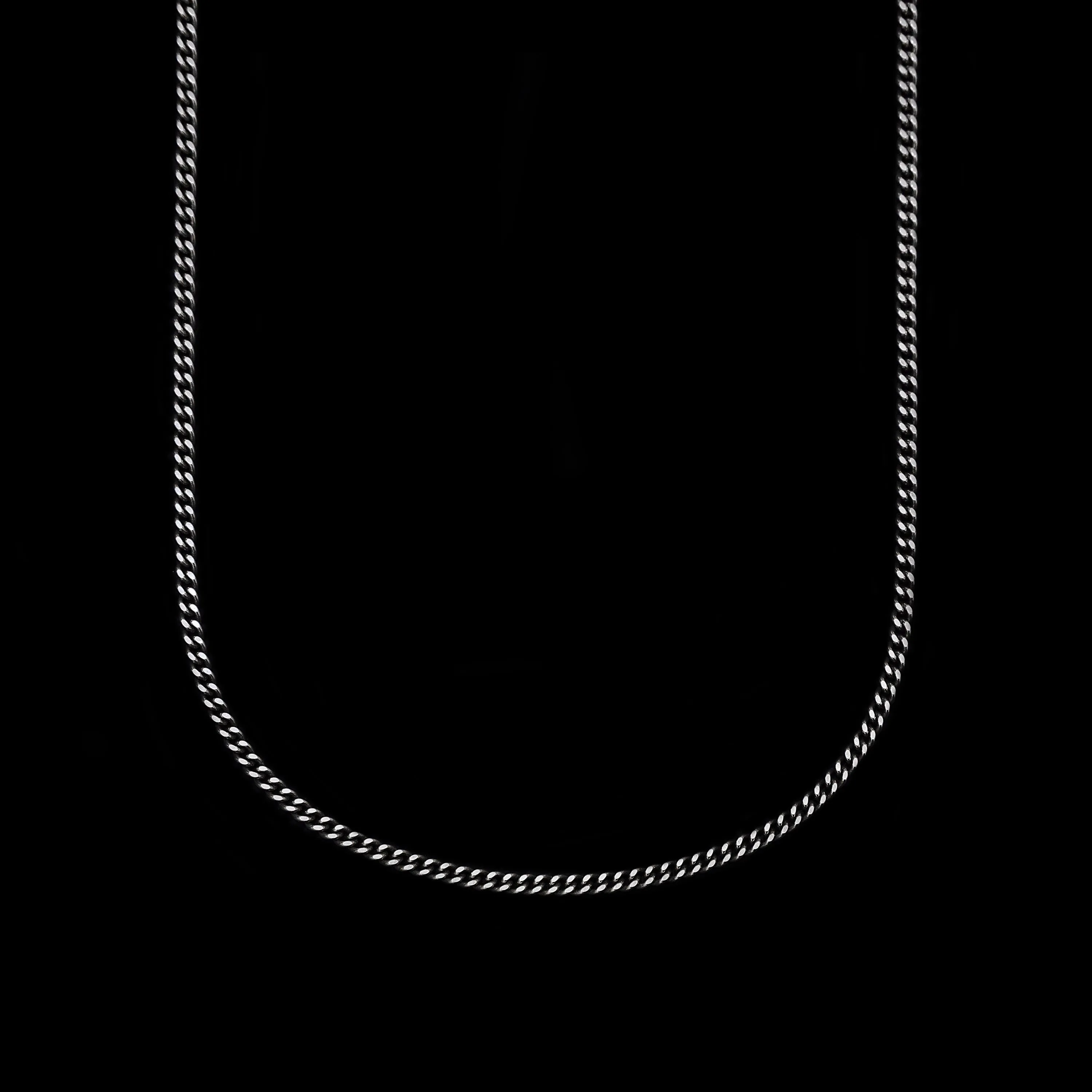 Thin Cuban Chain Necklace - Sterling Silver 3.5 mm