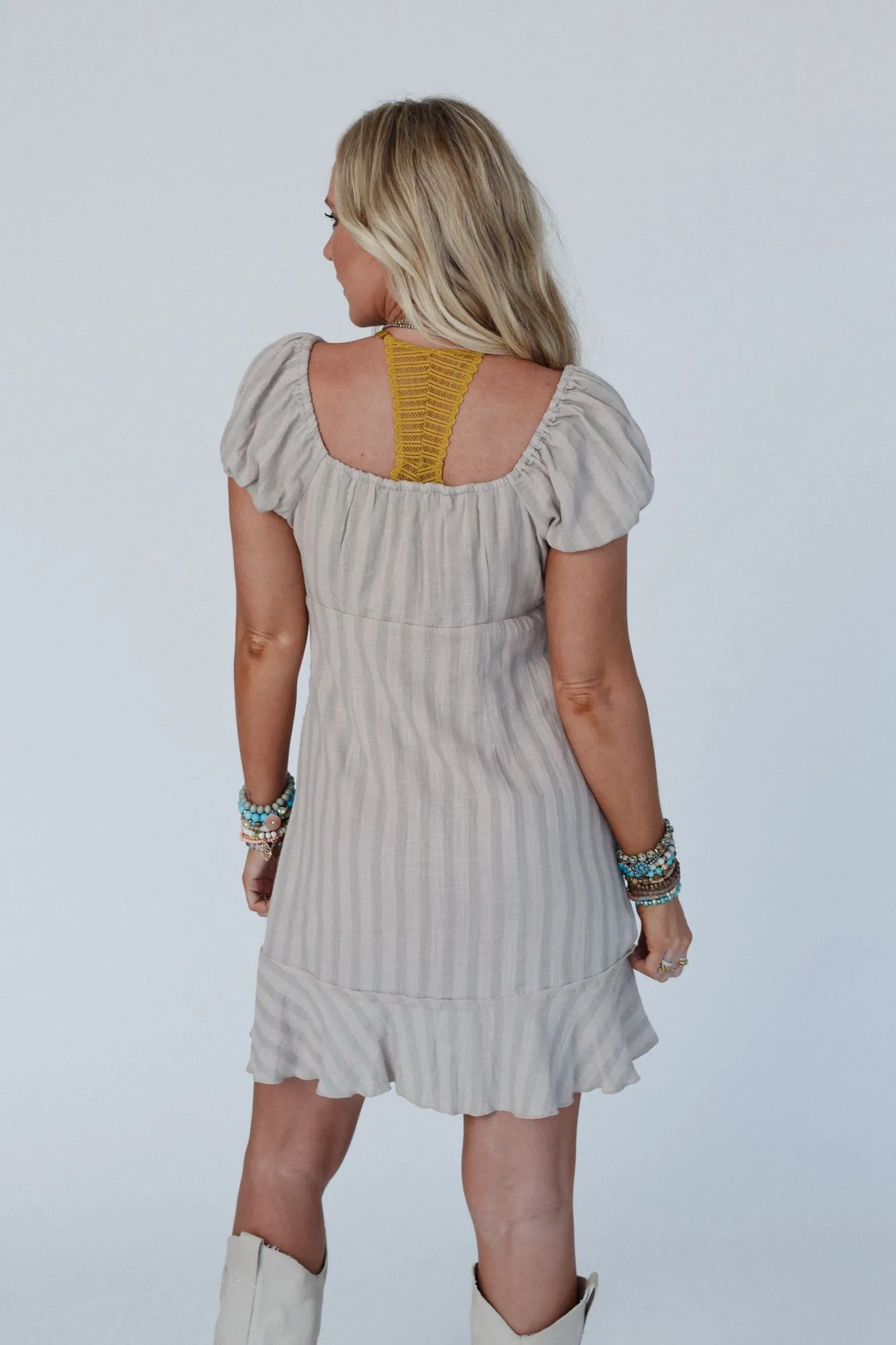 Tranquil Lotus Mini Dress - Sand