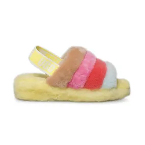 UGG Fluff Yeah Slide Yellow Multi Slippers - Women's