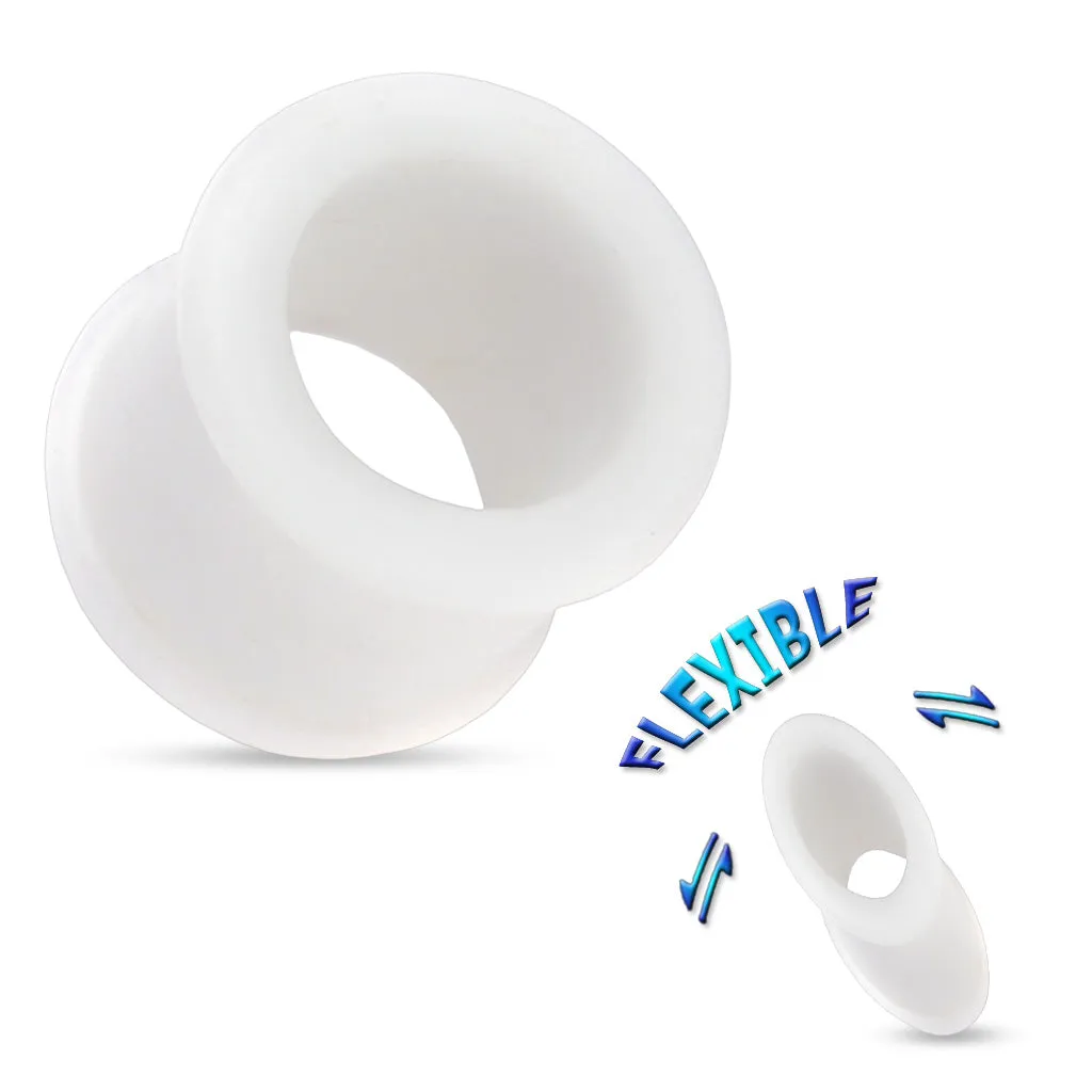 Ultra Soft Silicone Flexible Double Flat Flared Tunnel Plug with Vibrant Colors